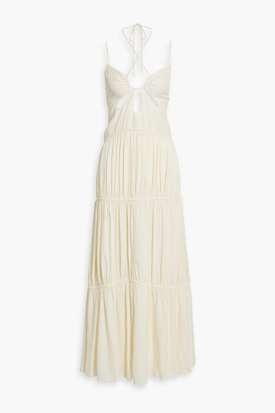 Jonathan Simkhai Tiered Cutout Crepe Maxi Dress In Ivory