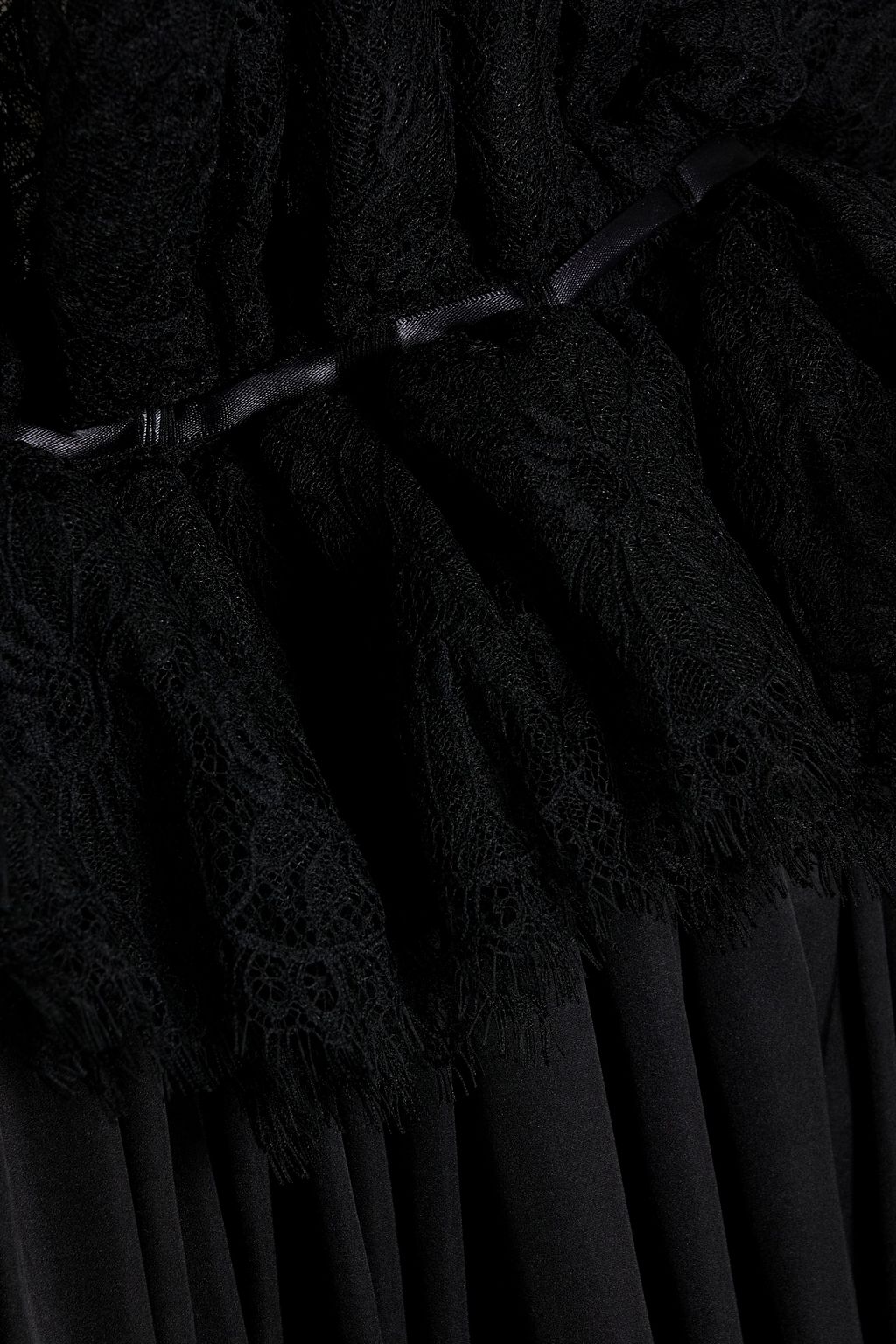 BALENCIAGA Lace-paneled gathered silk-satin gown