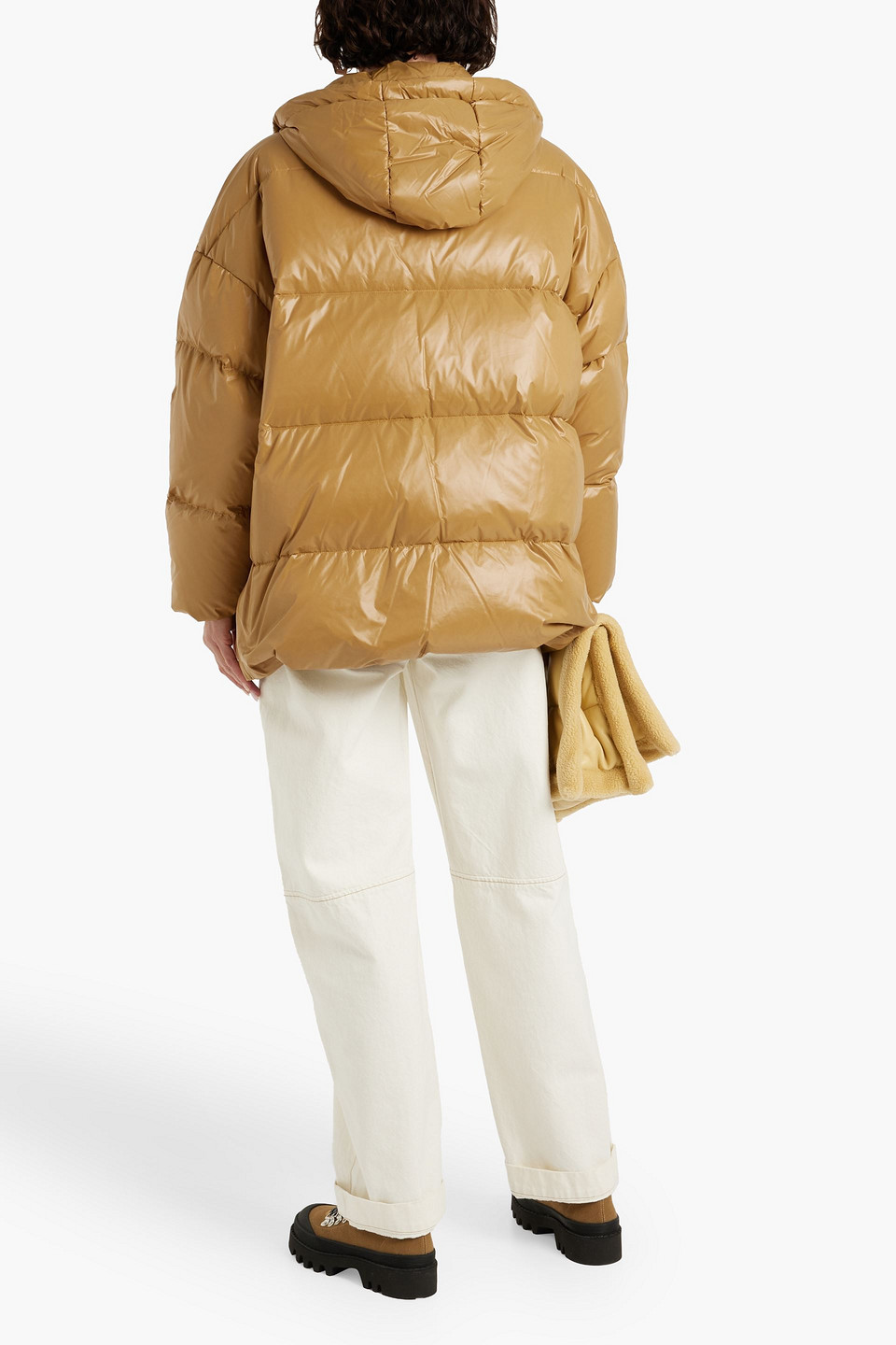 Shop Stand Studio Adeline Quilted Shell Hooded Down Jacket In Mustard