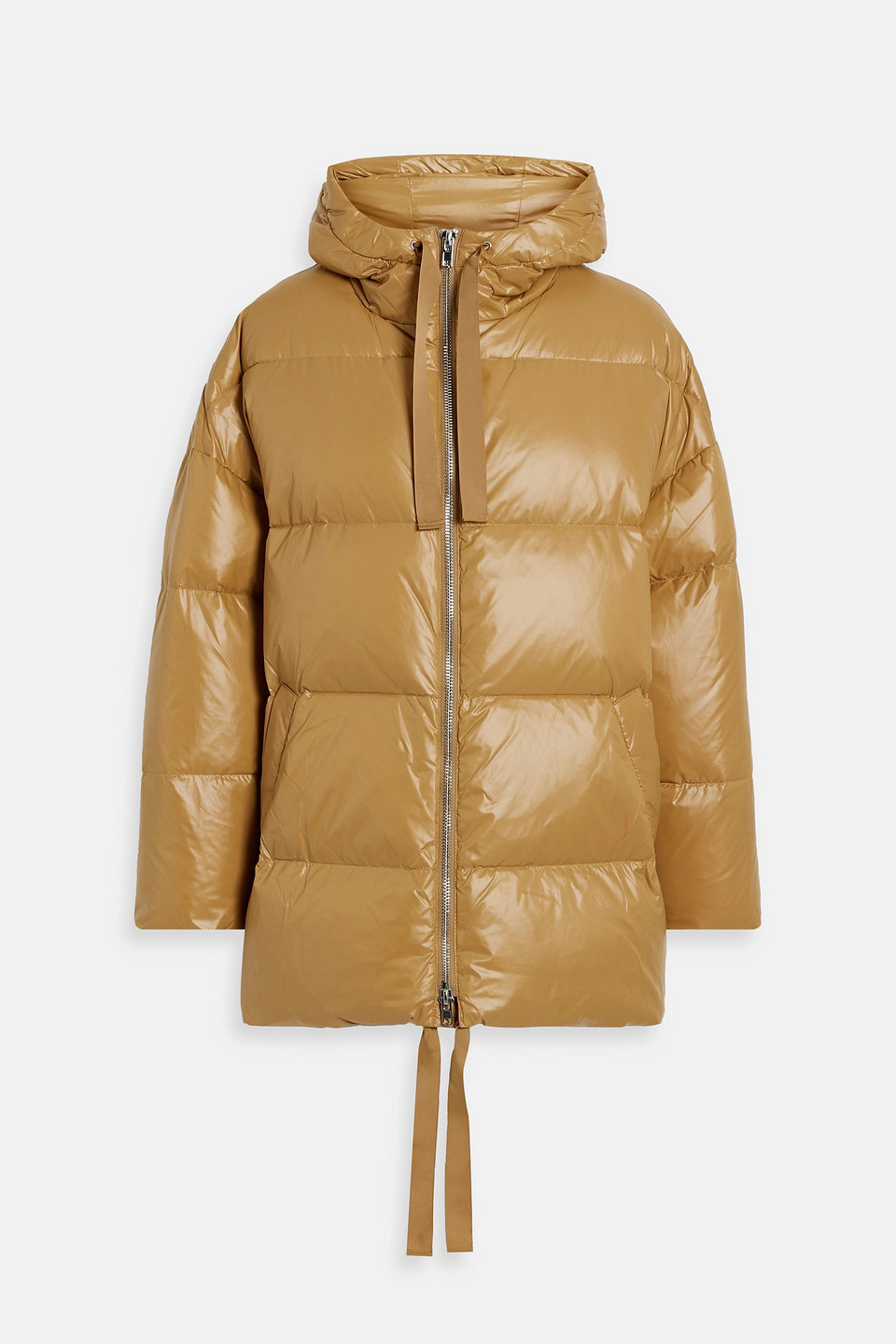 Stand Studio Adeline Quilted Shell Hooded Down Jacket In Mustard