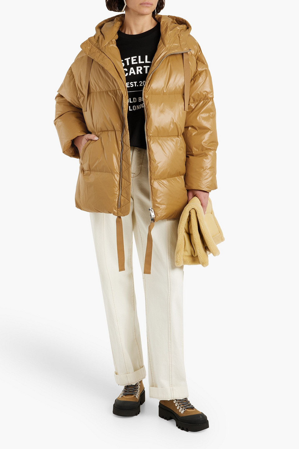 Shop Stand Studio Adeline Quilted Shell Hooded Down Jacket In Mustard