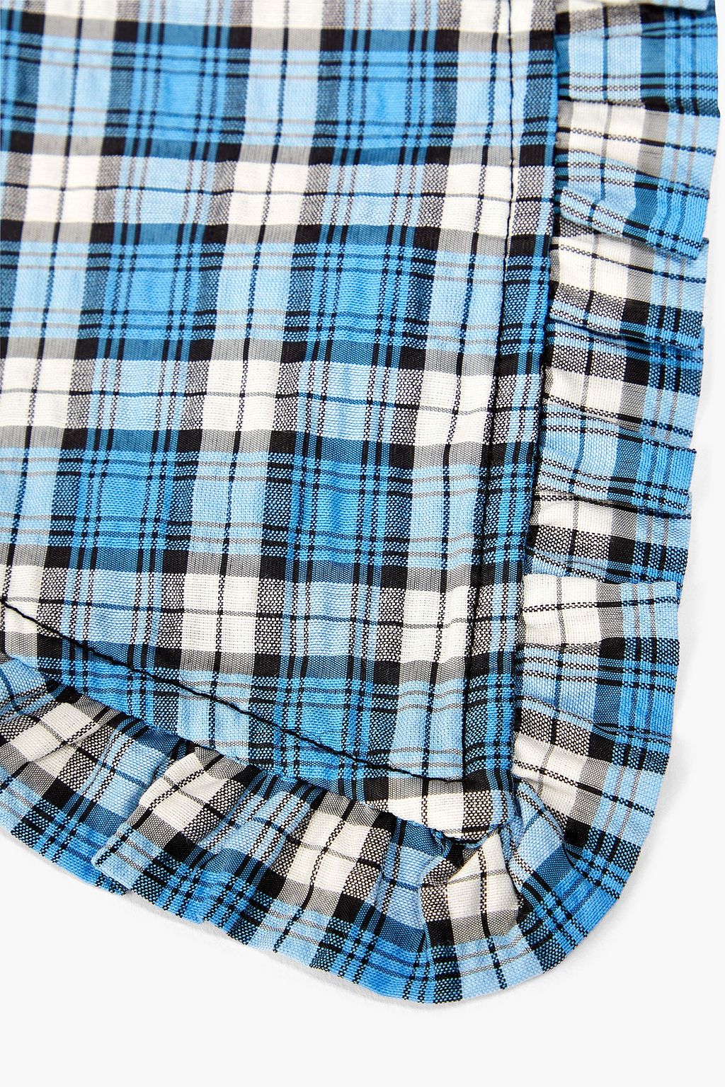 GANNI Checked cotton-blend seersucker collar