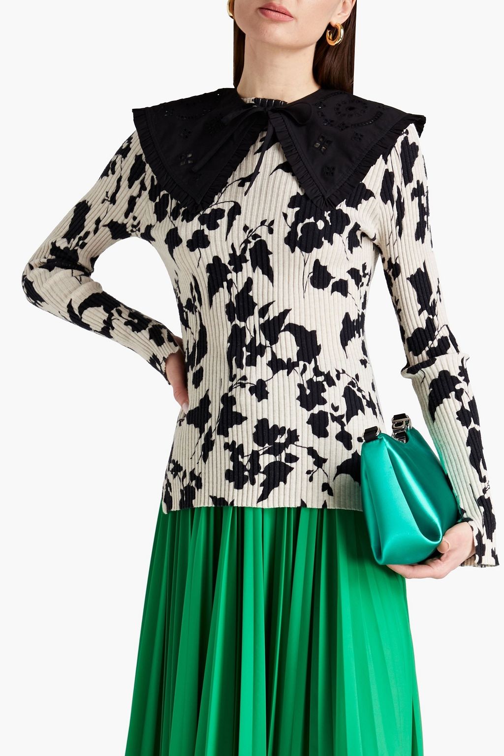 GANNI Ruffled broderie anglaise cotton collar