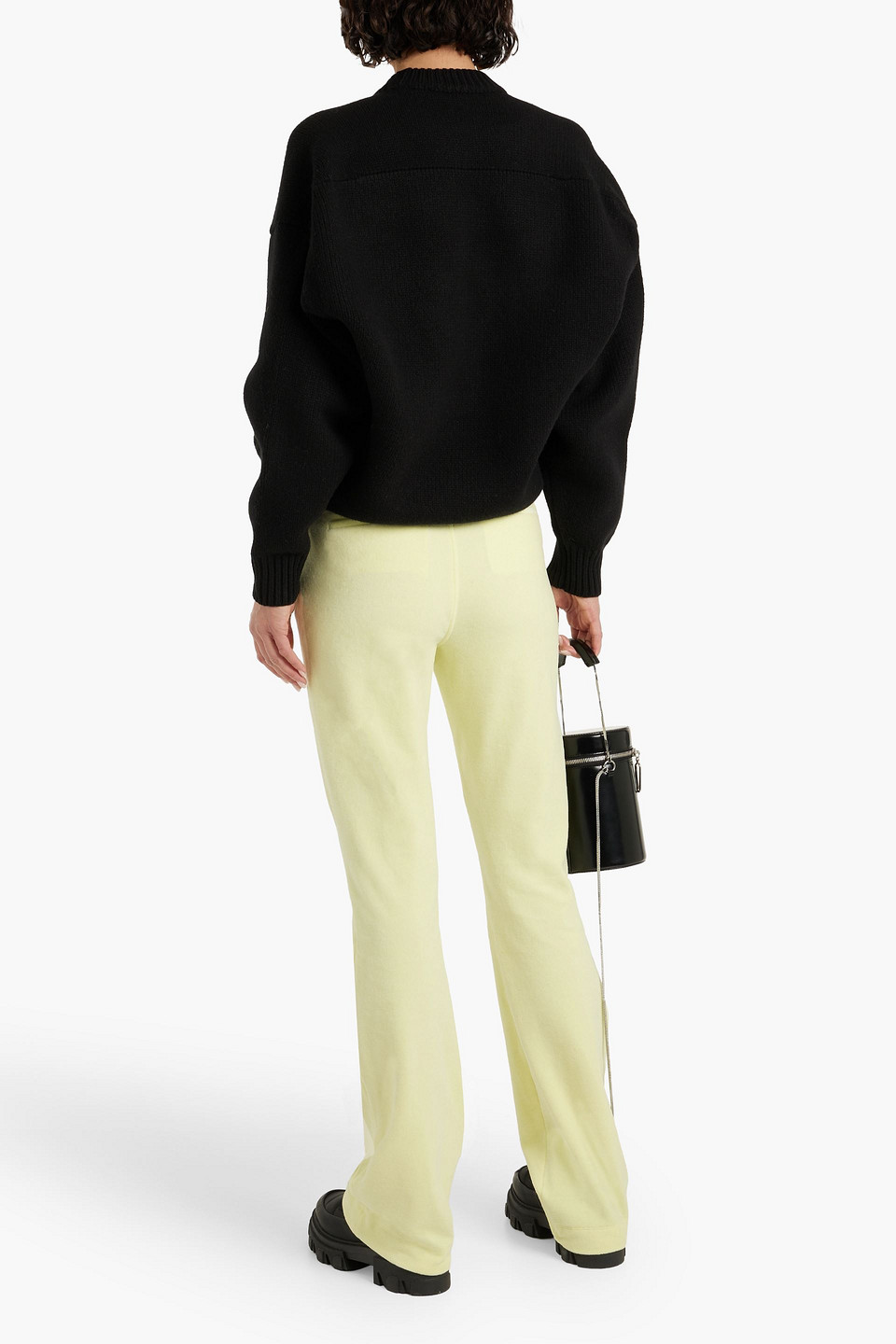 Shop Alexander Wang Cotton-blend Chenille Bootcut Pants In Pastel Yellow