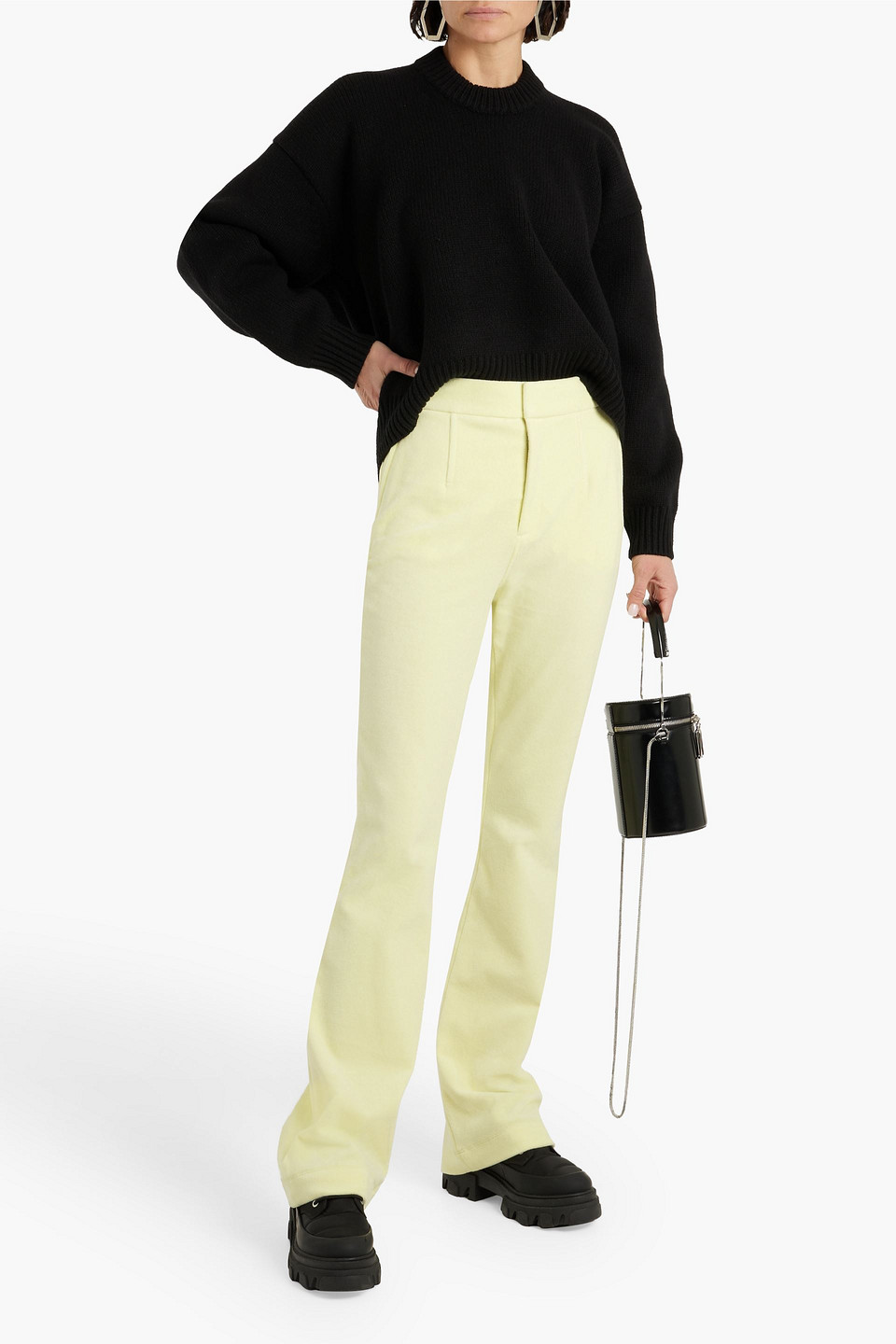 Shop Alexander Wang Cotton-blend Chenille Bootcut Pants In Pastel Yellow