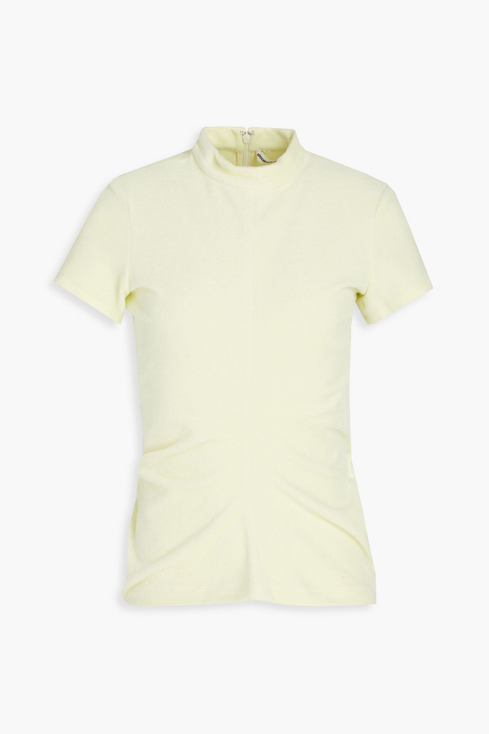 Shop Alexander Wang Ruched Cotton-blend Velour Top In Pastel Yellow