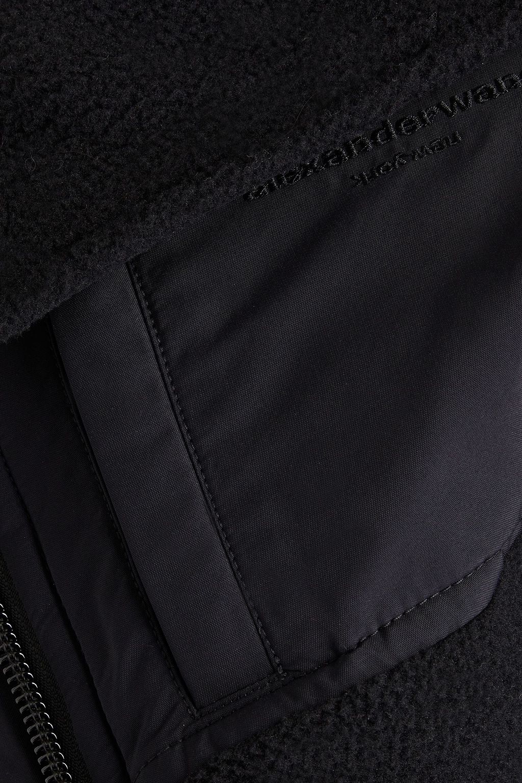 ALEXANDER WANG Off-the-shoulder cropped shell-paneled fleece jacket