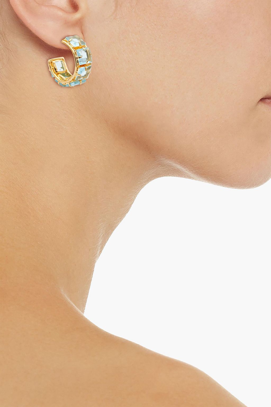 BOUNKIT 14-karat gold-plated quartz hoop earrings