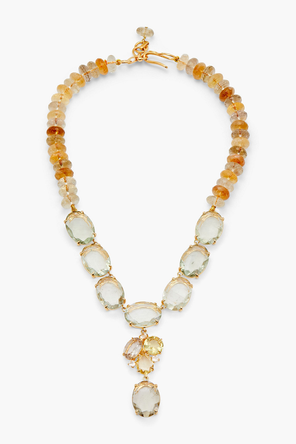 Bounkit 14-karat Gold-plated, Amethyst And Quartz Necklace In Multi