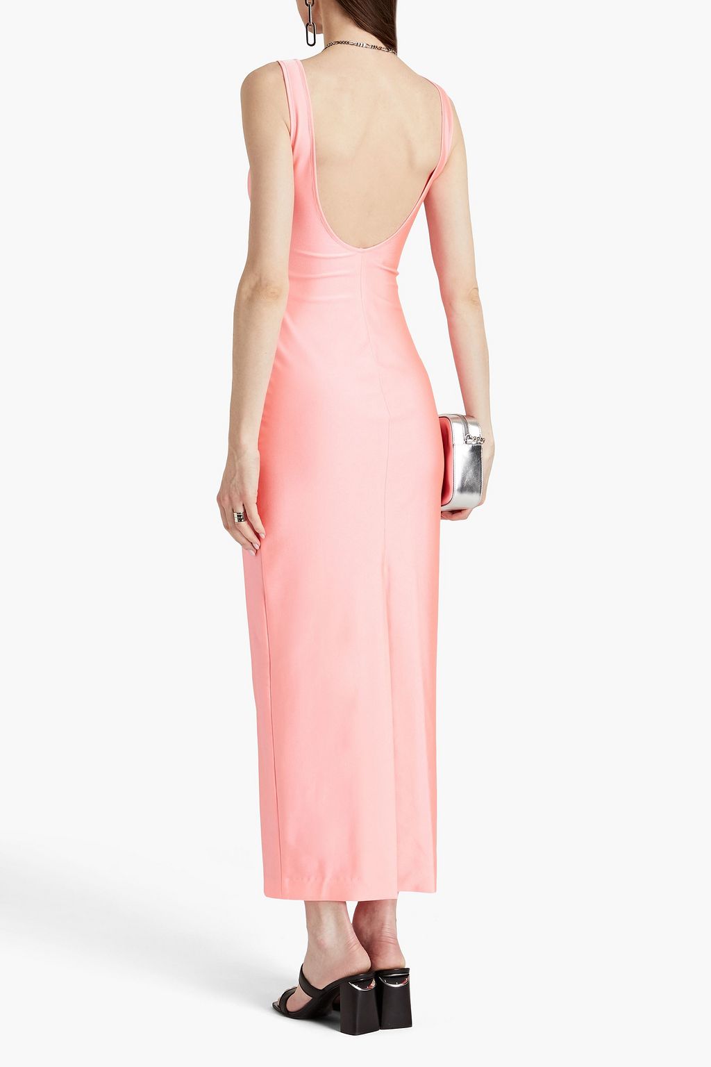 ALEXANDER WANG Open-back crystal-embellished satin-jersey midi dress