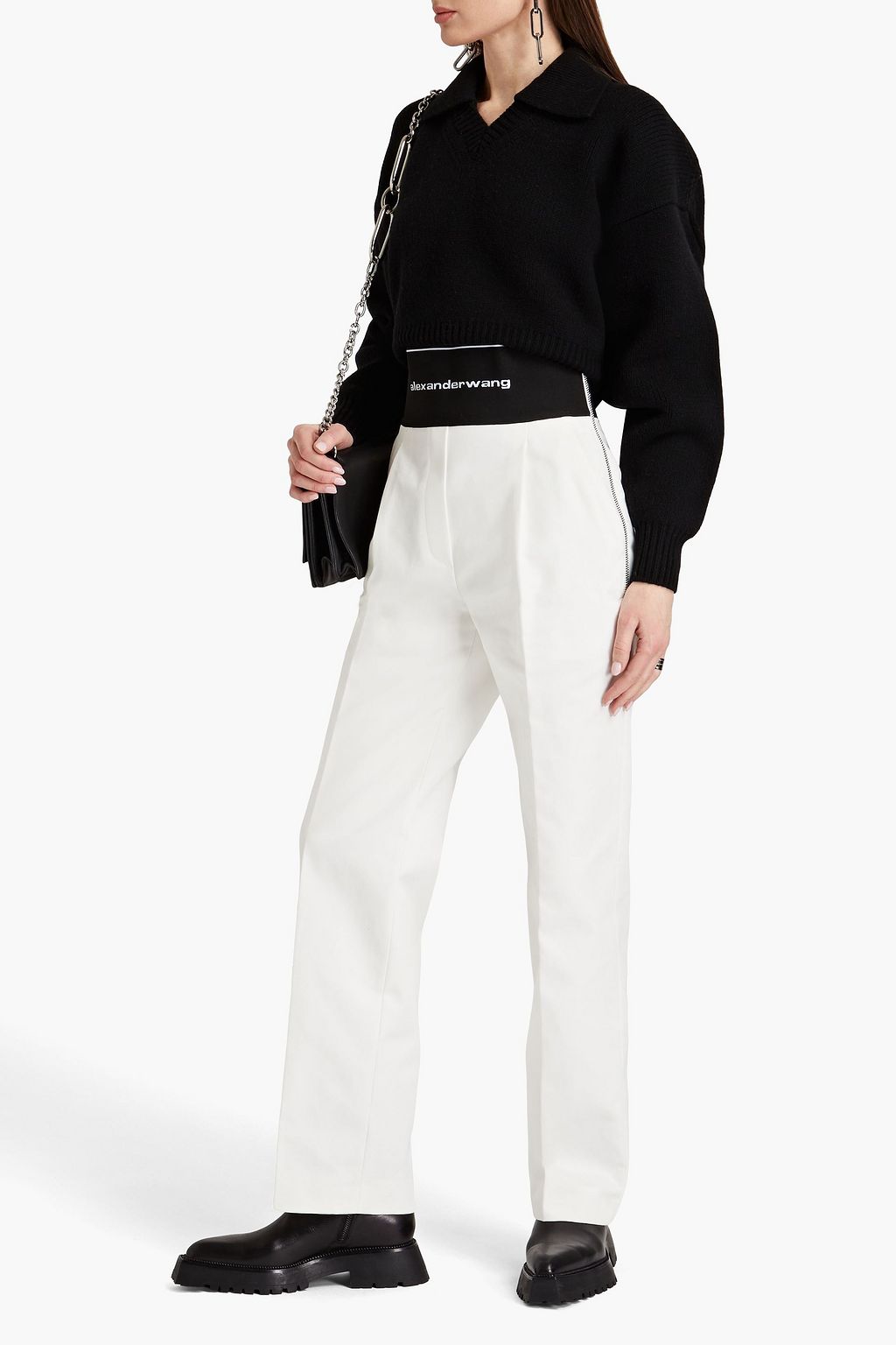 ALEXANDER WANG コットン混ツイル ストレートレッグパンツ タック入り