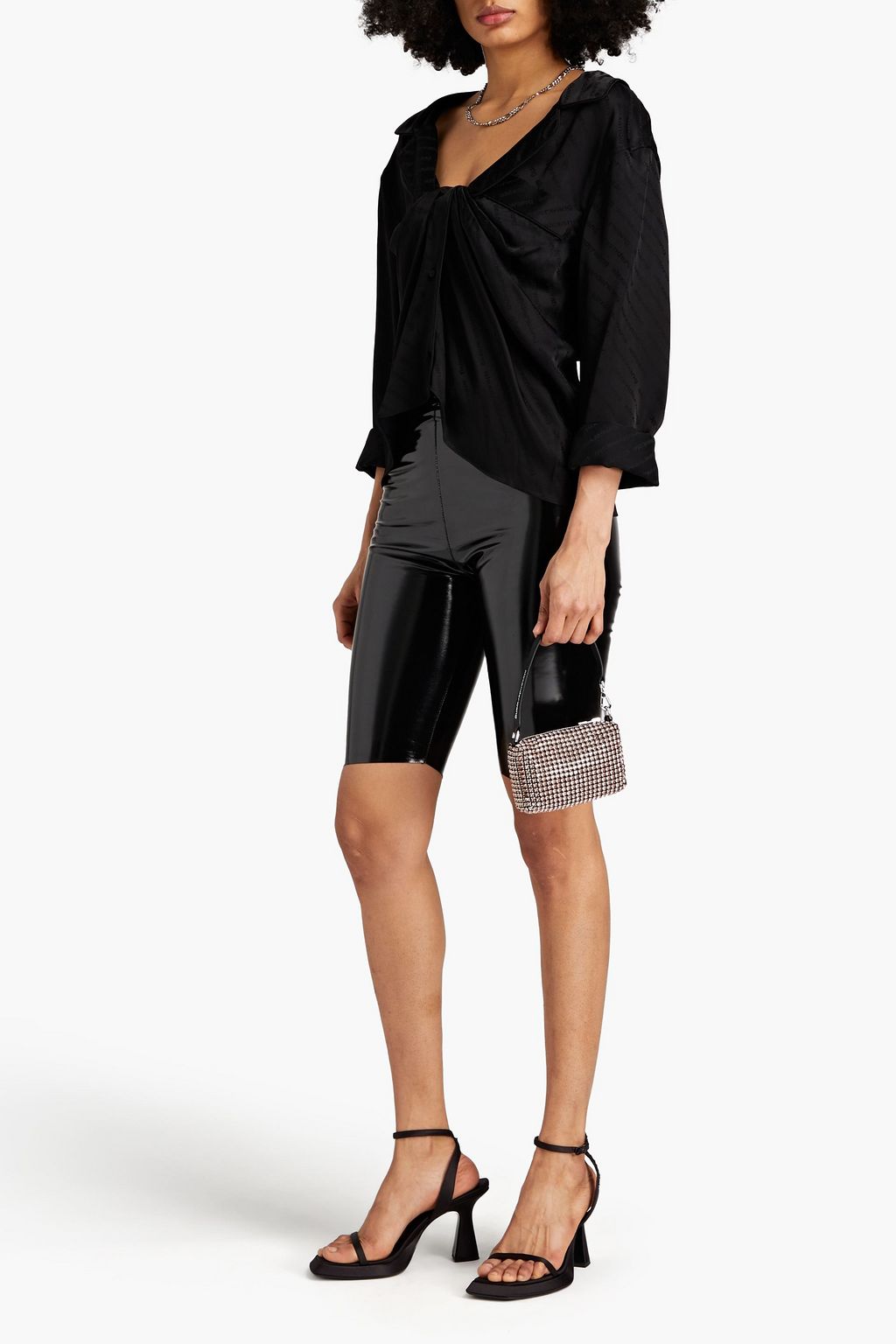 ALEXANDER WANG Twist-front satin-jacquard shirt