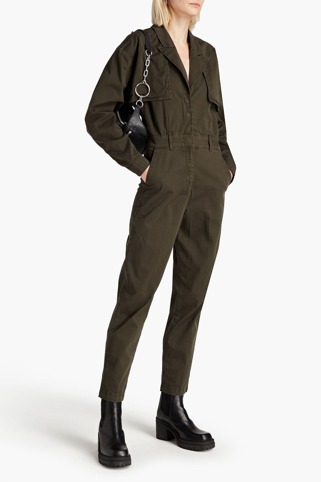 GOOD AMERICAN Trench cotton-blend twill jumpsuit