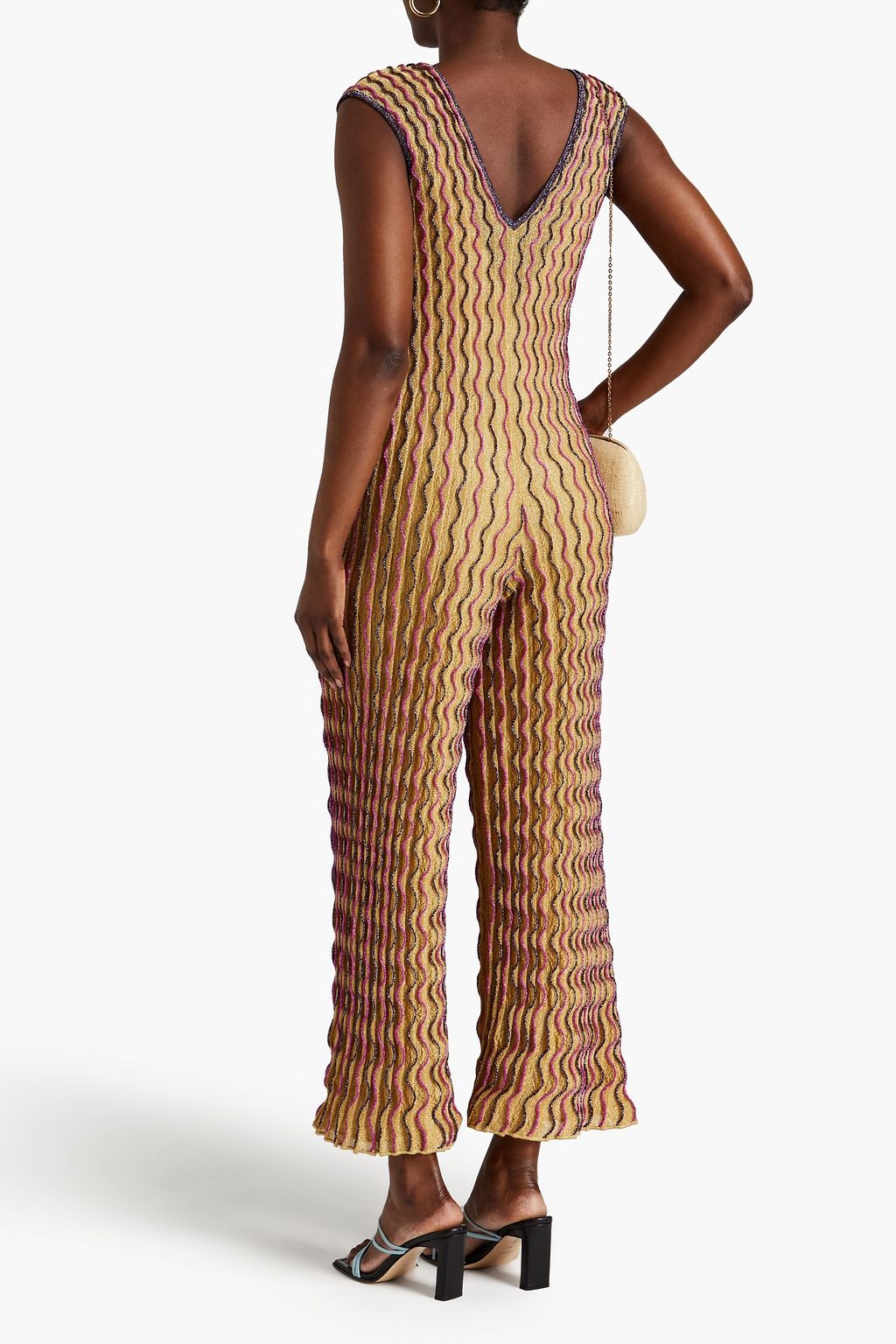 M MISSONI Metallic crochetknit jumpsuit THE