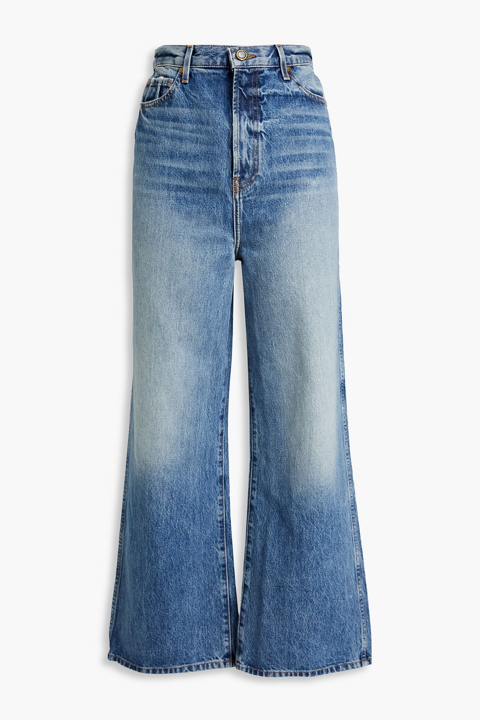 Khaite Jordan Cropped High-rise Wide-leg Jeans In Blue