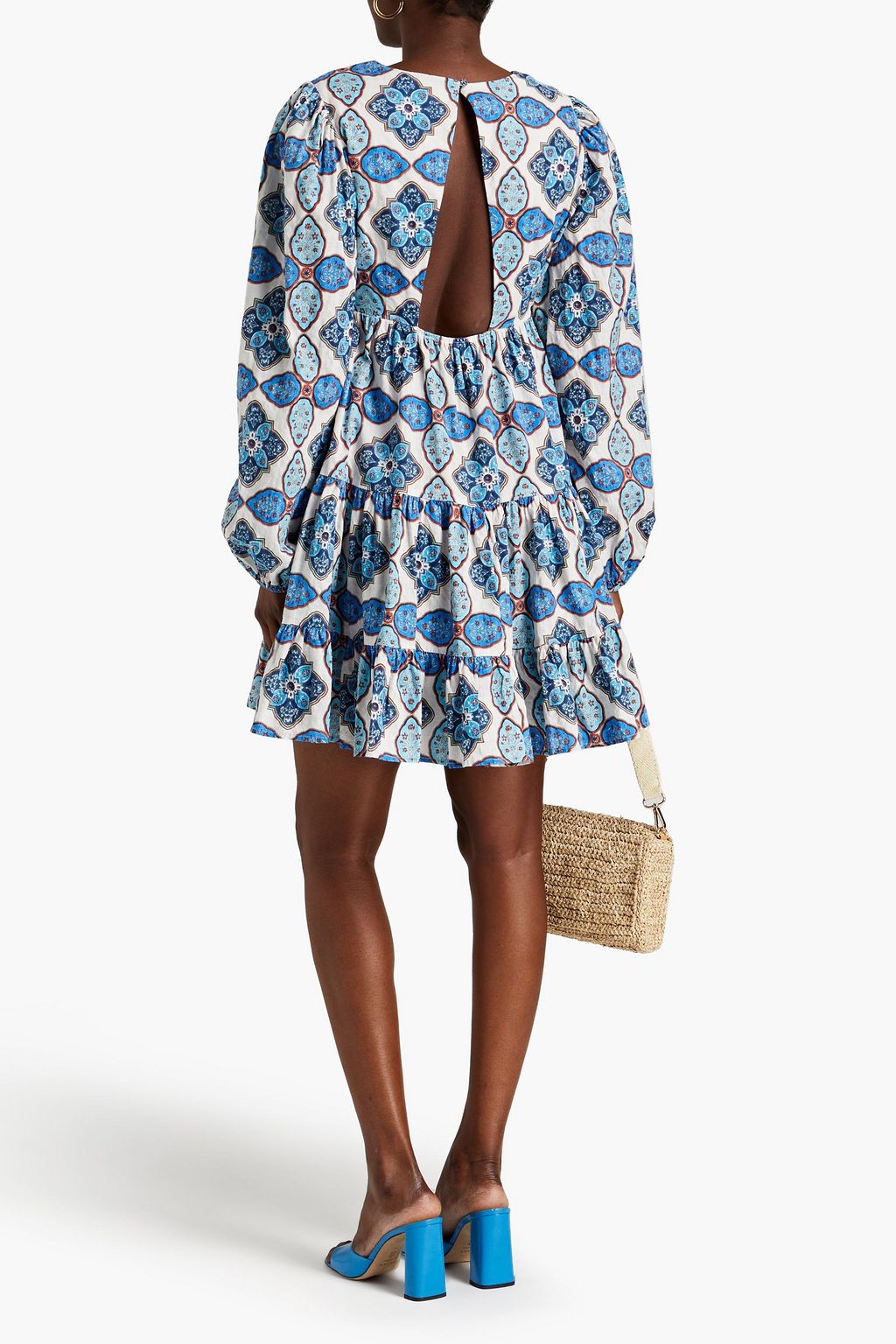 CLAUDIE PIERLOT コットン混 ミニワンピース カットアウト プリント入り