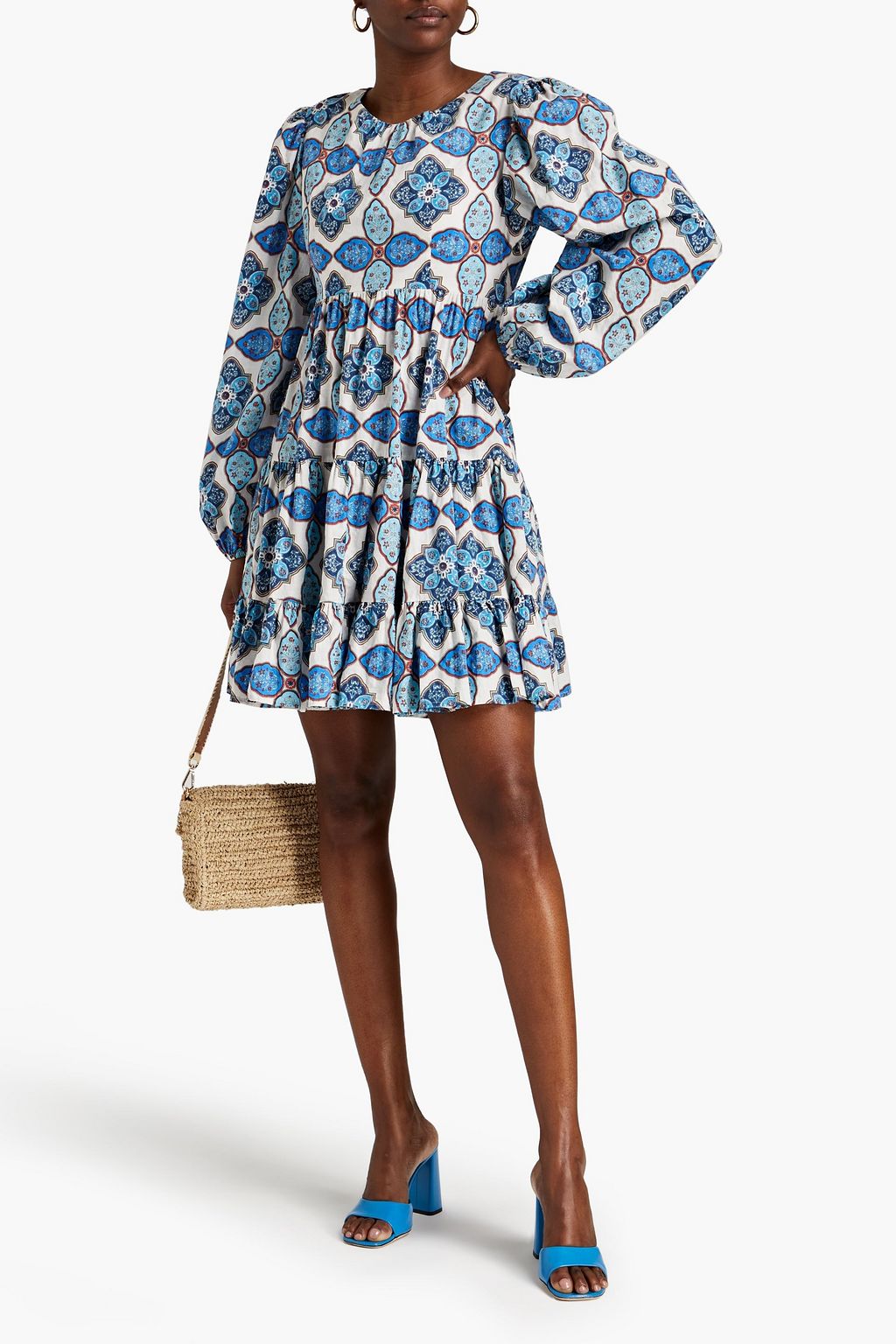 CLAUDIE PIERLOT コットン混 ミニワンピース カットアウト プリント入り