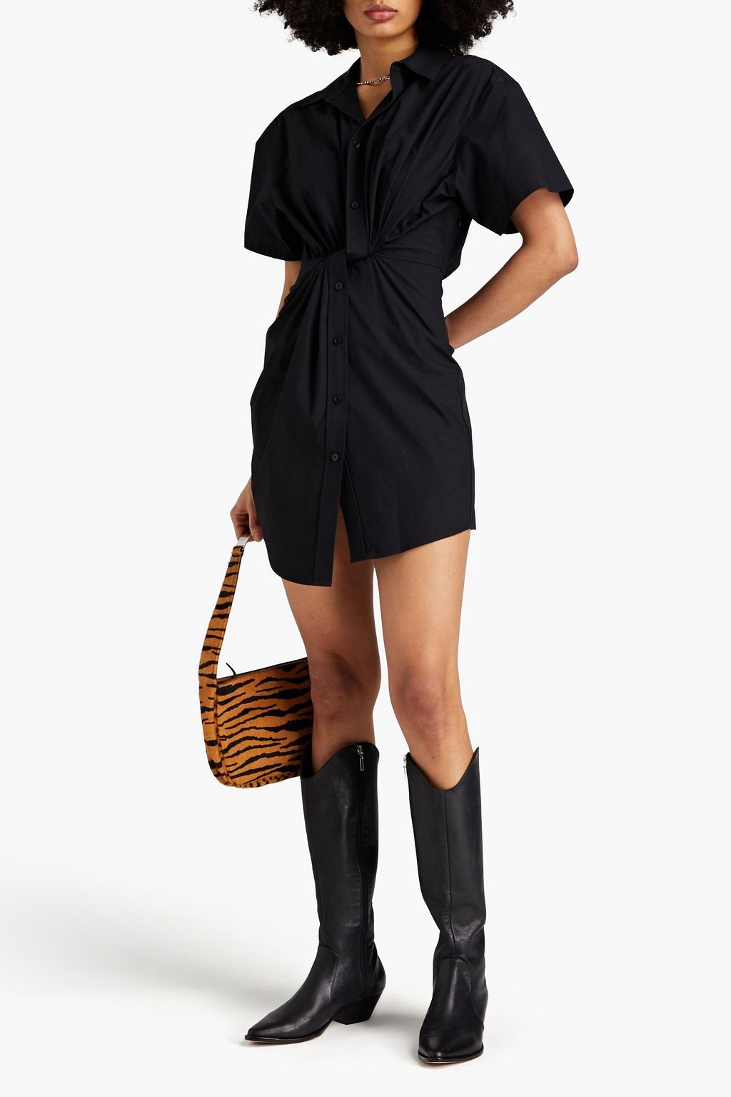ALEXANDERWANG.T Twist-front cotton-poplin mini shirt dress
