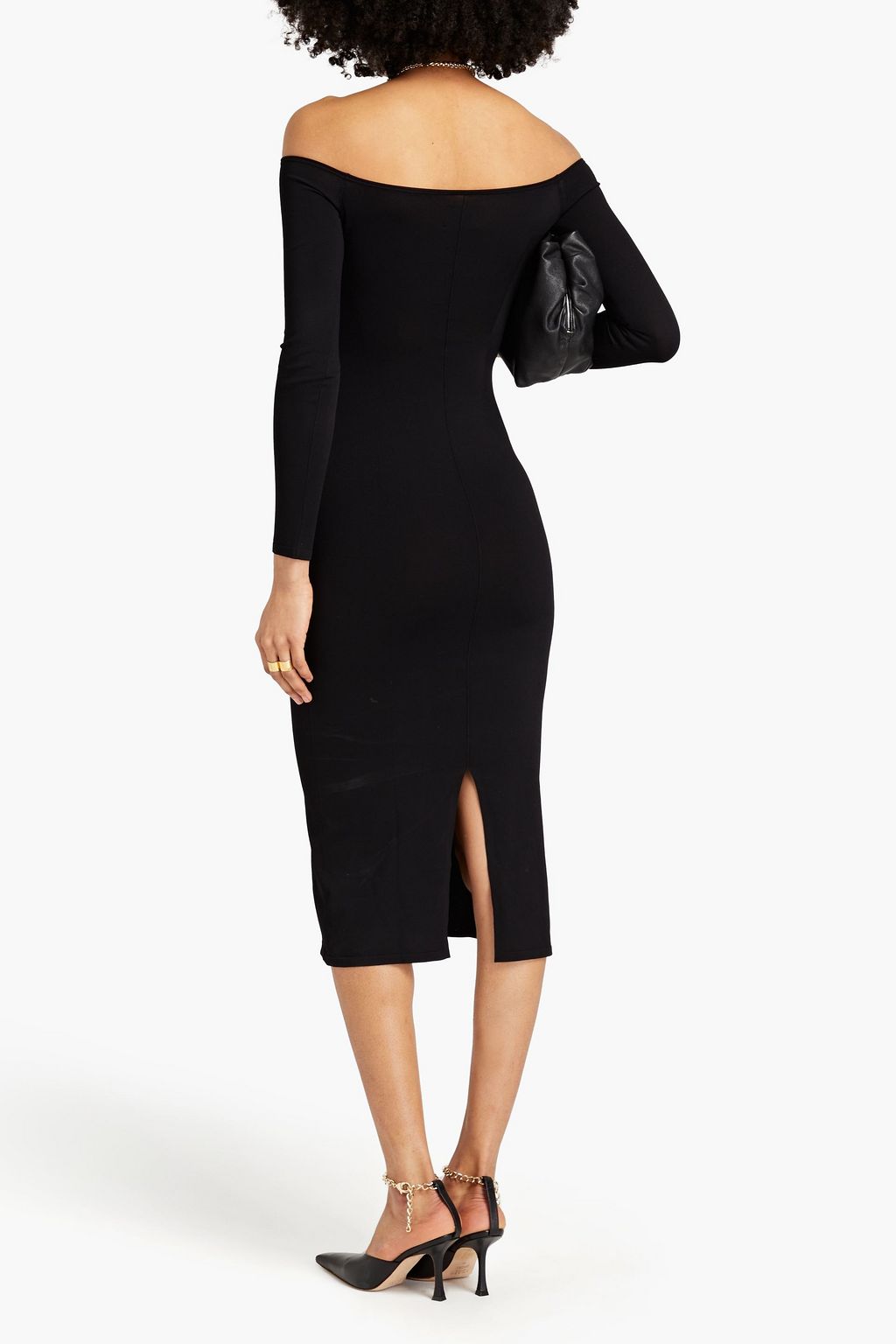KHAITE Valeska off-the-shoulder knitted midi dress