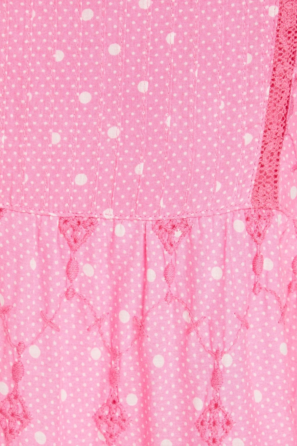 LOVESHACKFANCY Camisha gathered polka-dot broderie anglaise cotton maxi dress