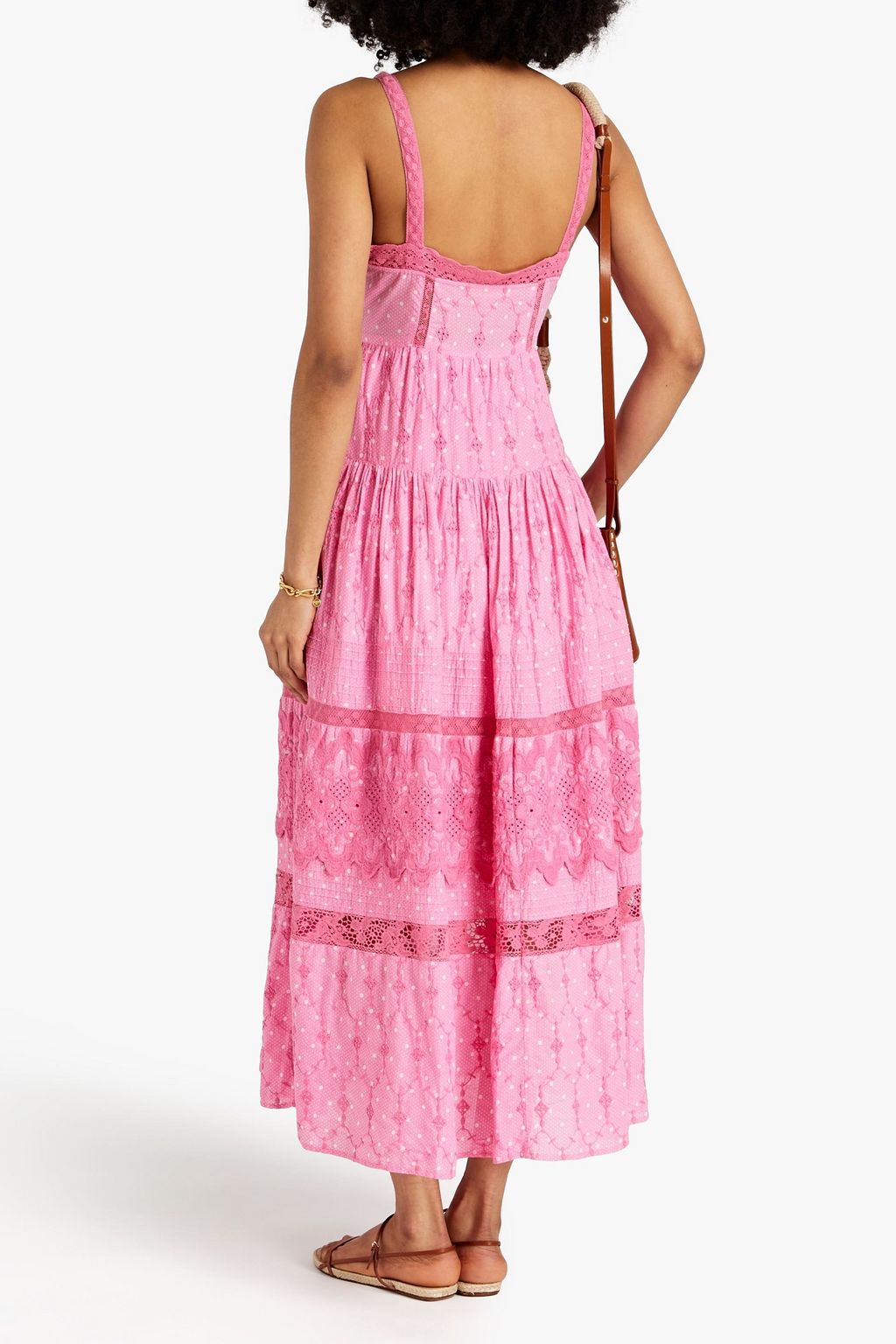 LOVESHACKFANCY Camisha gathered polka-dot broderie anglaise cotton maxi dress
