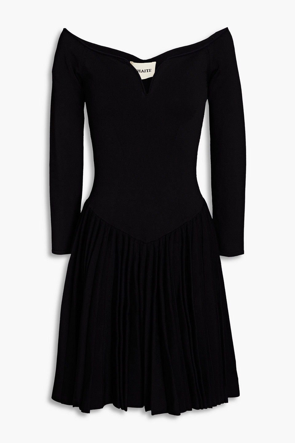 Khaite Trudi Pleated Stretch-knit Mini Dress In Black | ModeSens Khaite Trudi Pleated Stretch-knit Mini Dress In Black | ModeSens