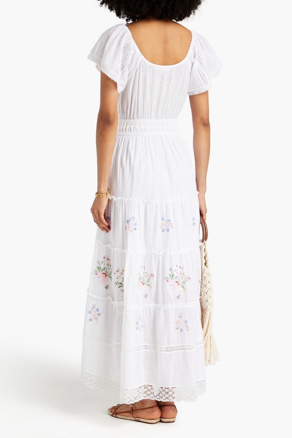 LOVESHACKFANCY Charo embroidered cotton-gauze maxi dress