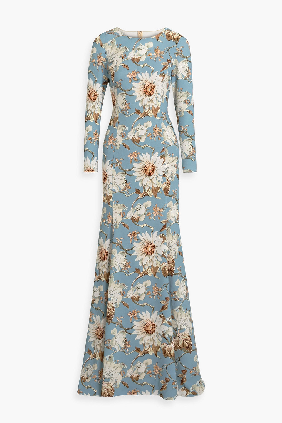 Oscar de la Renta Tulle-paneled floral-print crepe gown