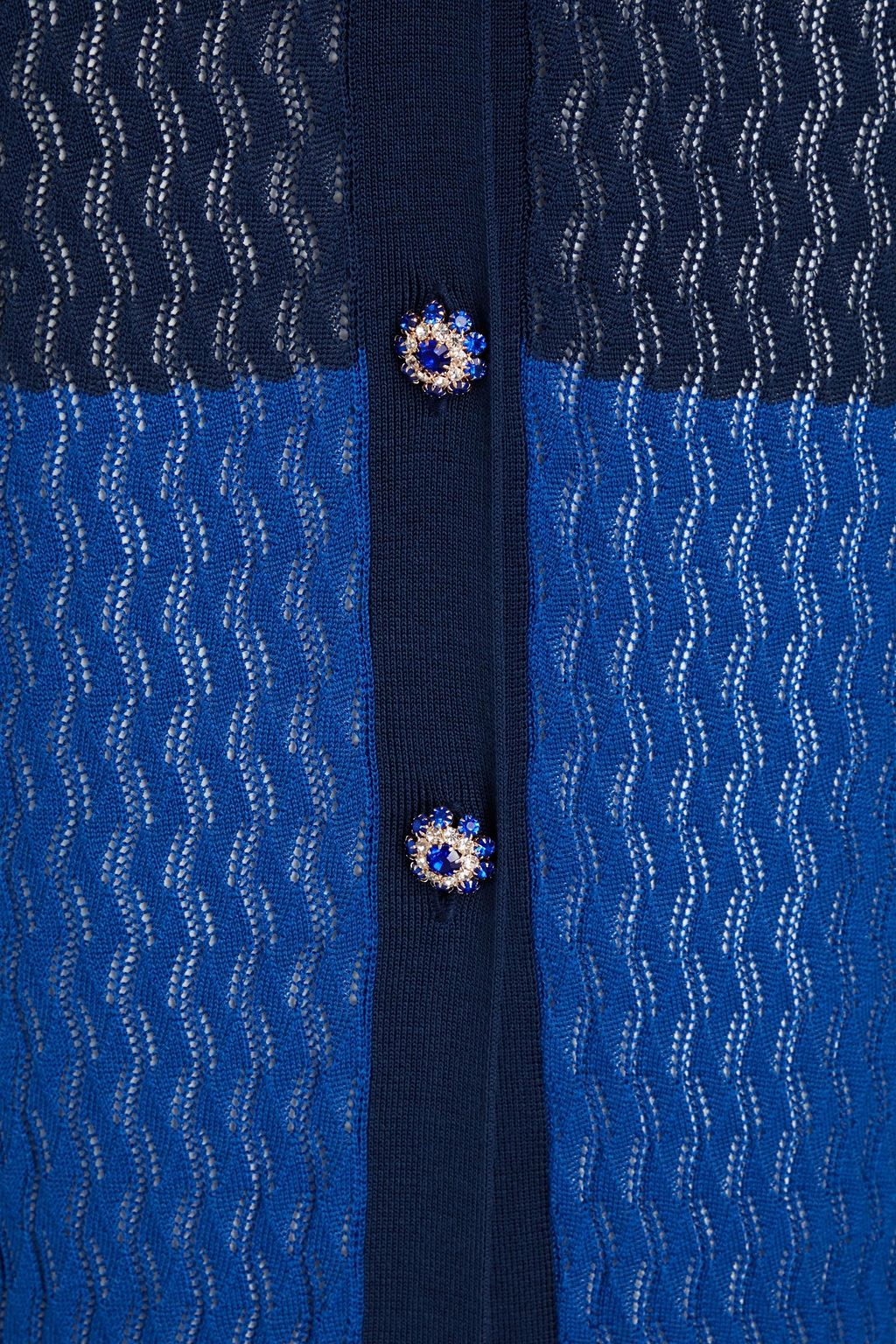 REBECCA VALLANCE Apulia color-block pointelle-knit Tencel maxi shirt dress