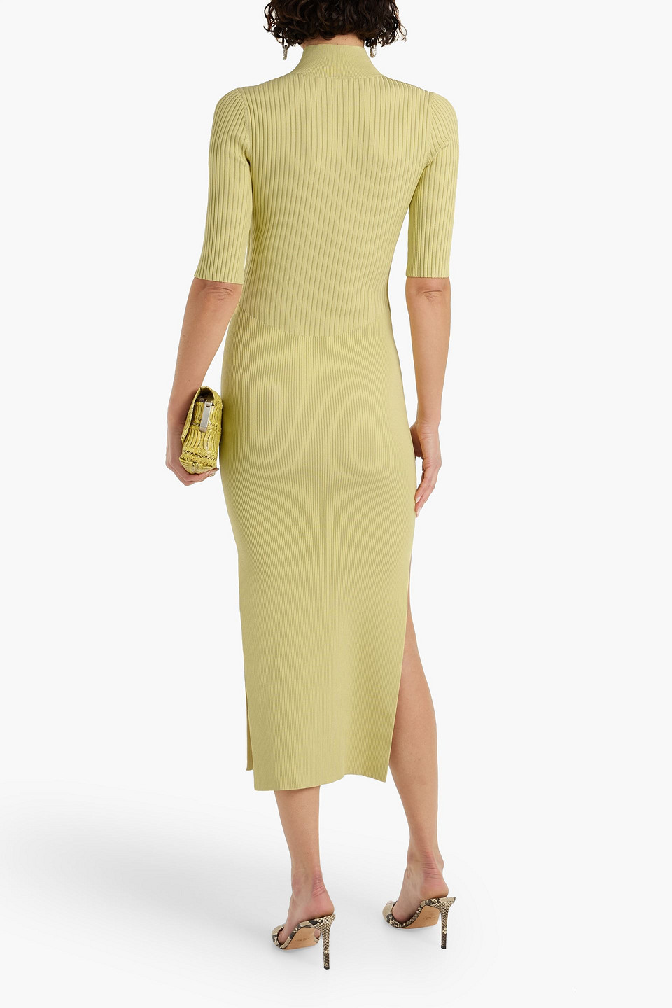 JONATHAN SIMKHAI JOANNA CUTOUT LAYERED RIBBED-KNIT MIDI DRESS 3074457345635596657