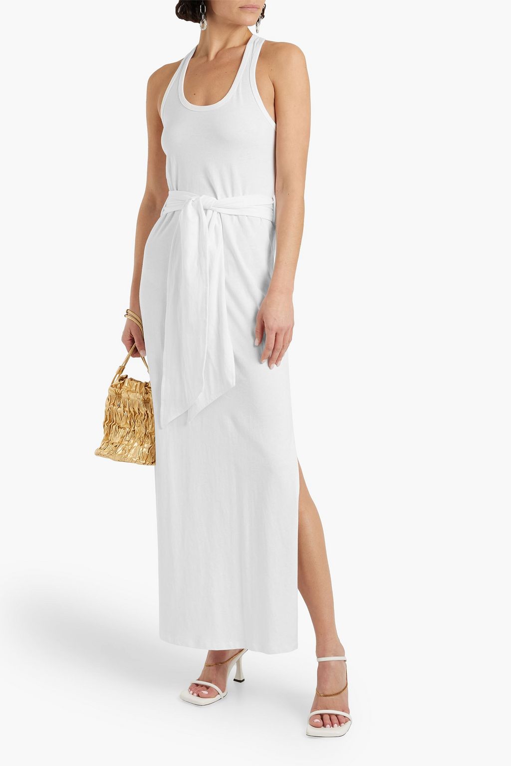 SIMKHAI Goldie belted cotton-jersey maxi dress