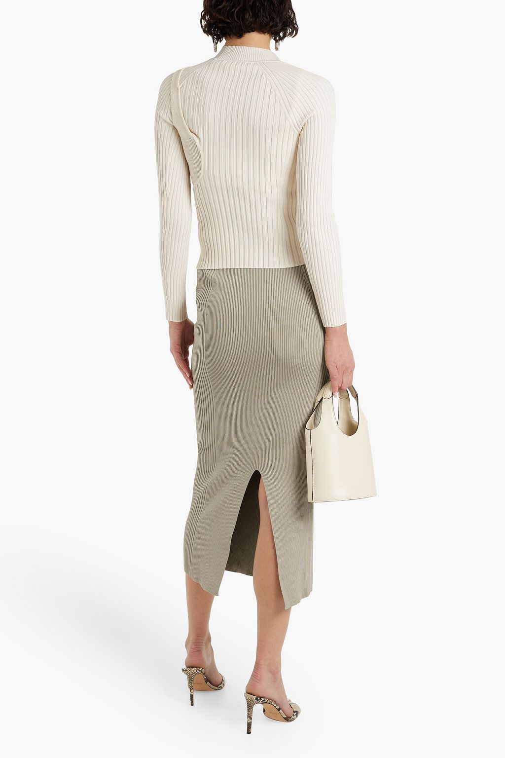 SIMKHAI Brooklyn ribbed-knit midi skirt