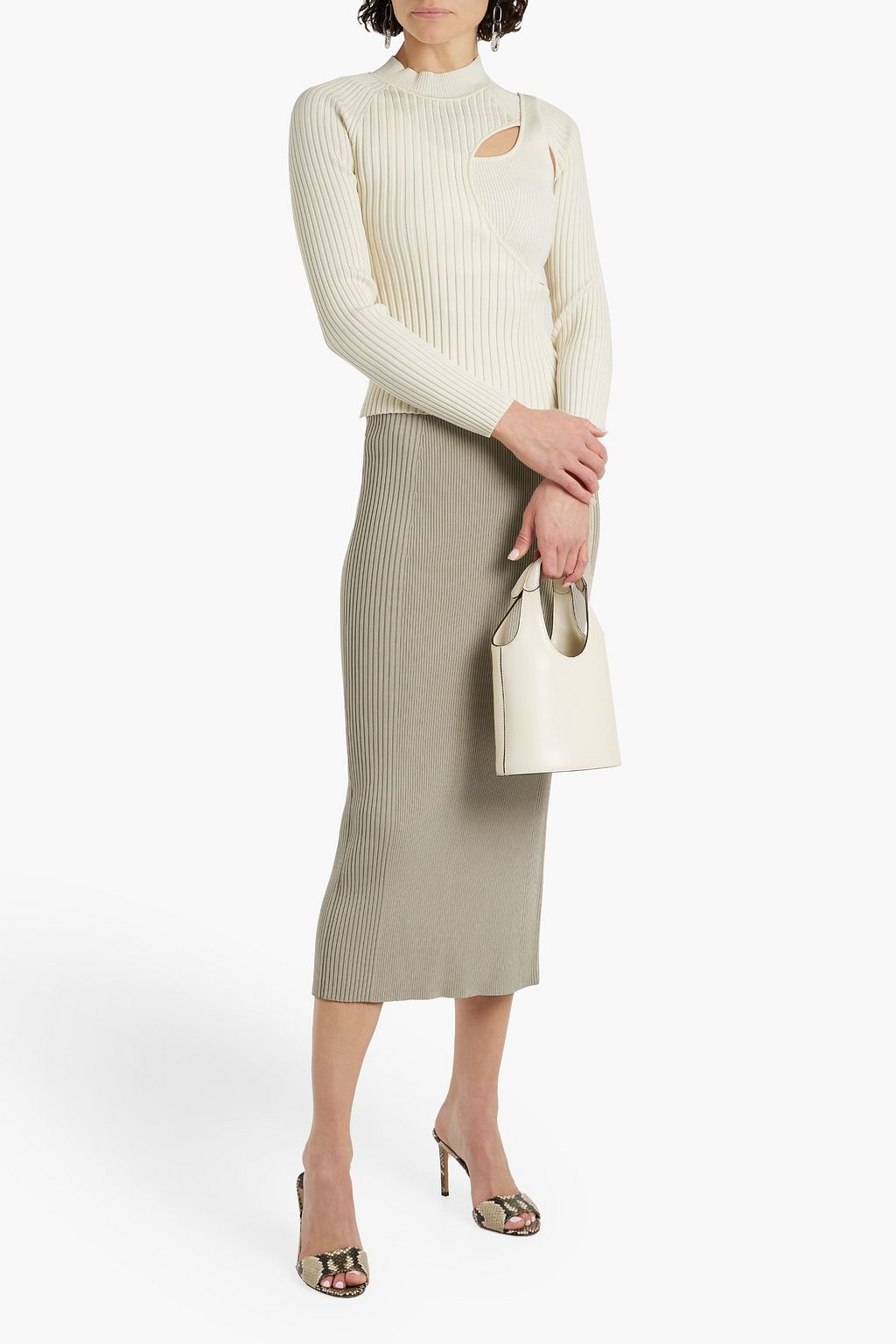 SIMKHAI Brooklyn ribbed-knit midi skirt
