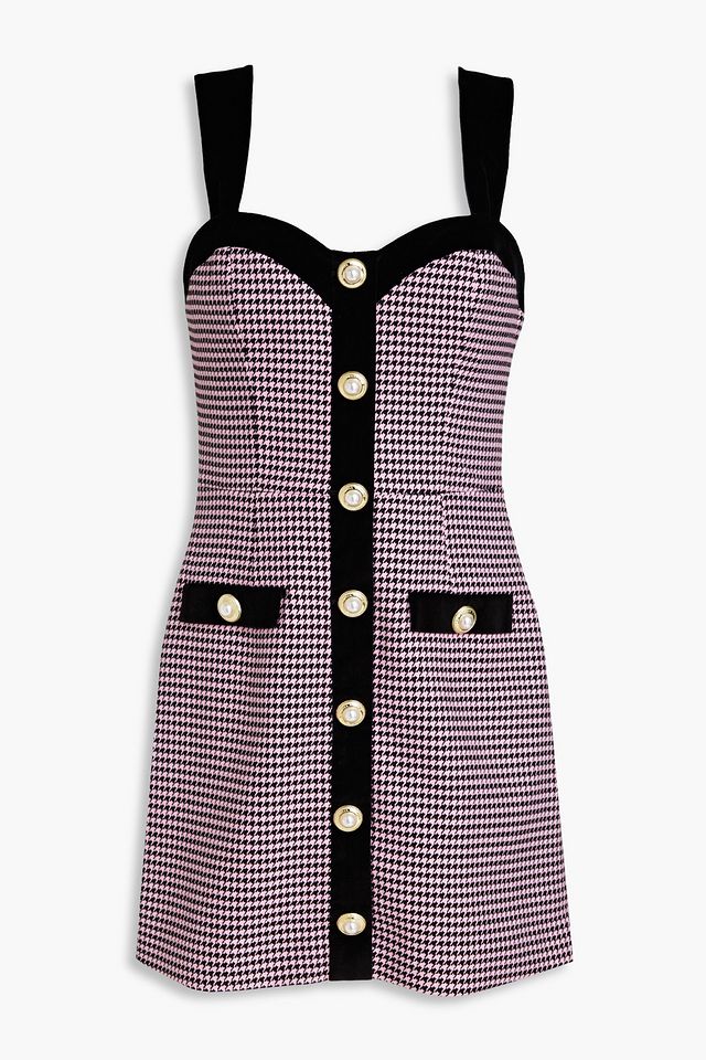Basinger embellished houndstooth tweed mini dress