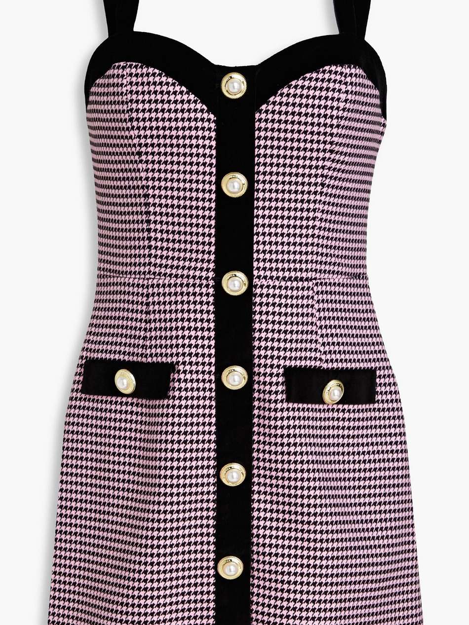 basinger embellished houndstooth tweed mini dress