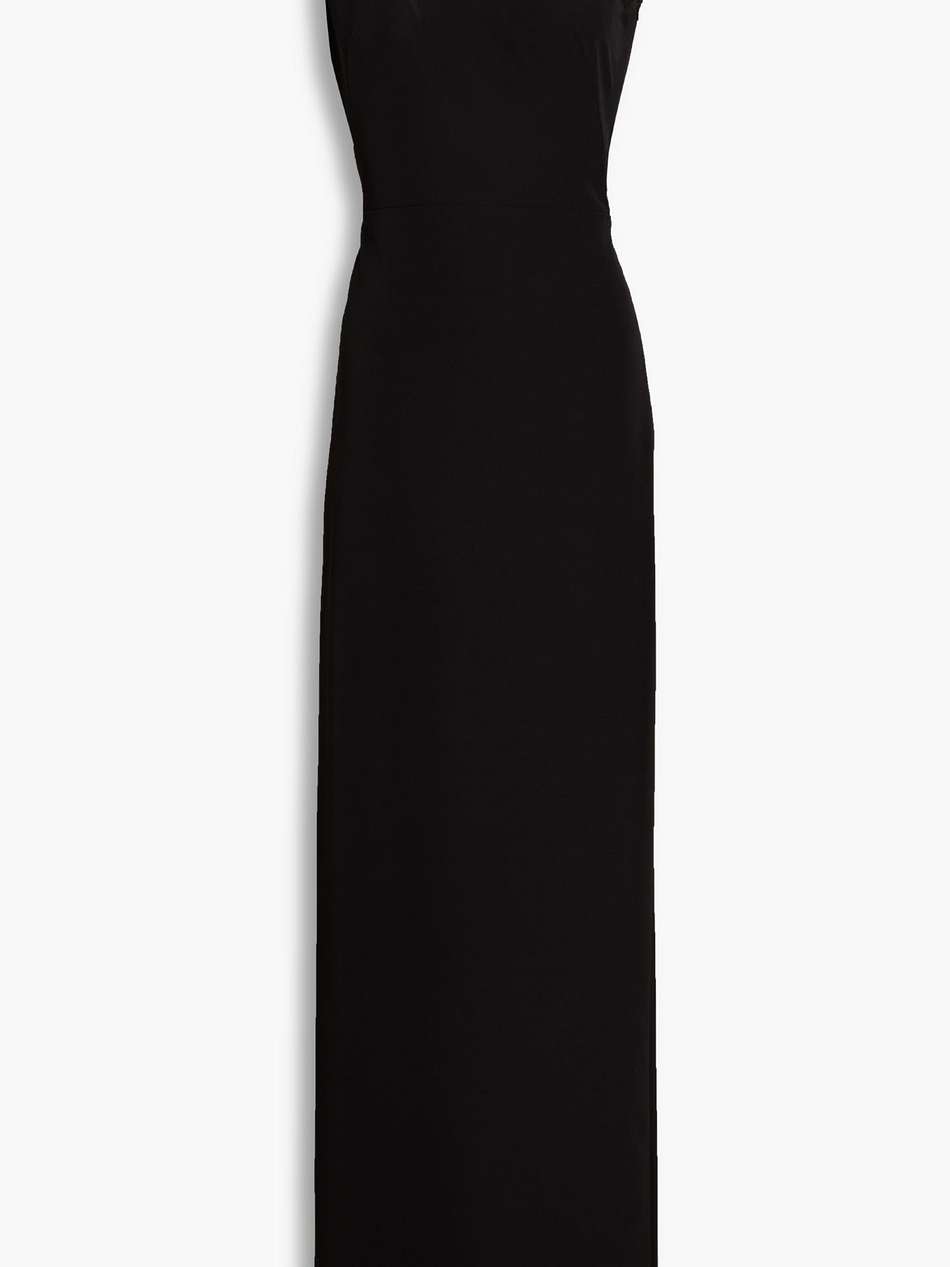 one-shoulder bow-embellished cutout cady gown