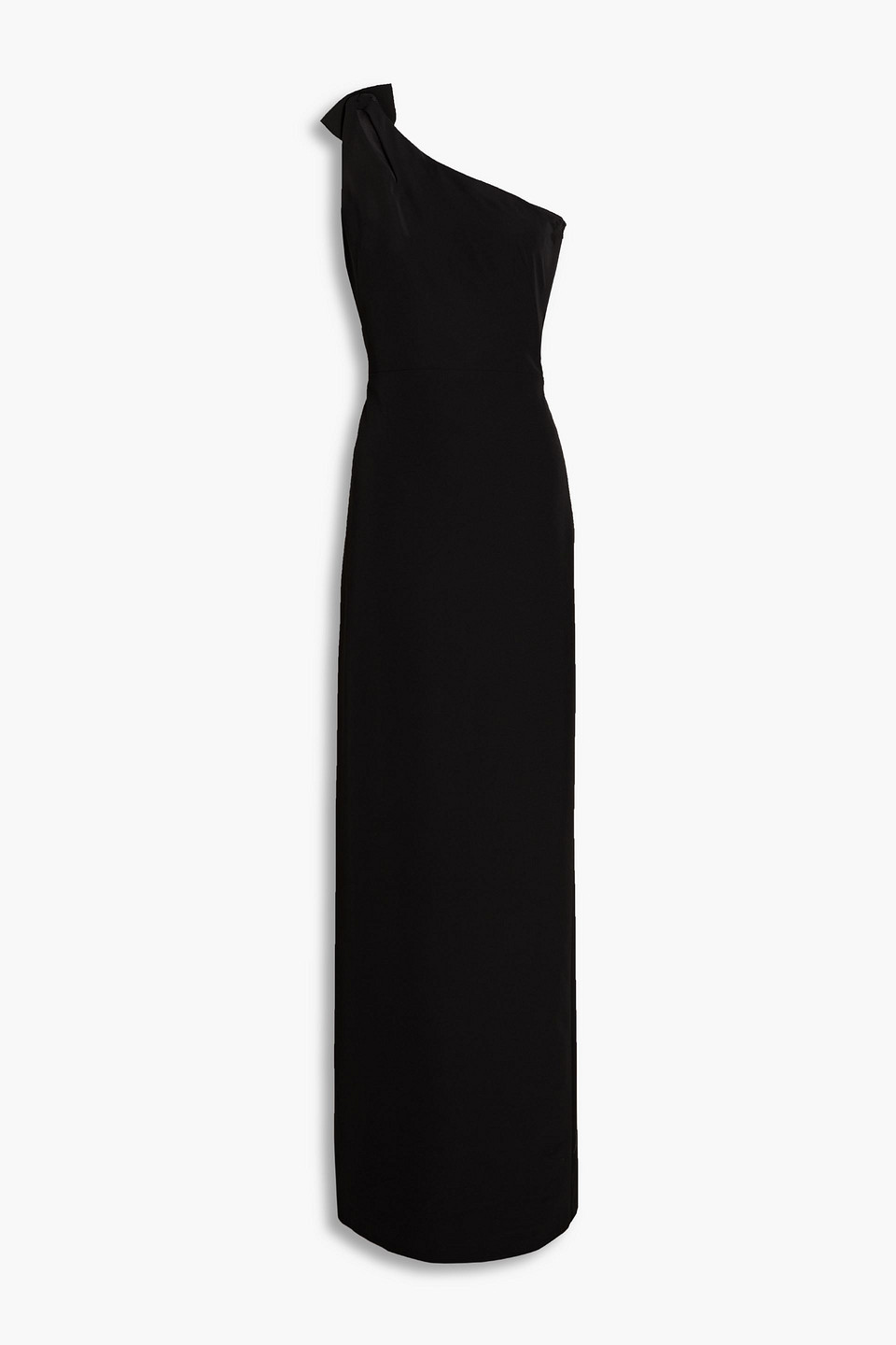 Marchesa Notte One-shoulder Bow-embellished Cutout Cady Gown In Black
