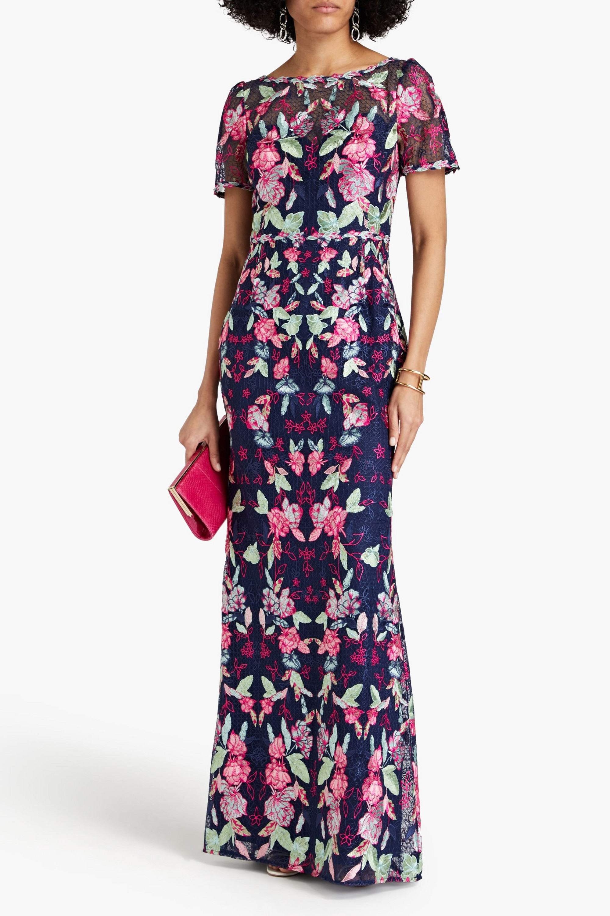 MARCHESA NOTTE Embroidered tulle gown