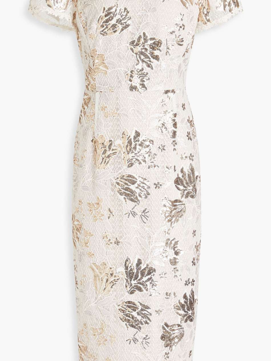 sequin-embellished embroidered tulle midi dress