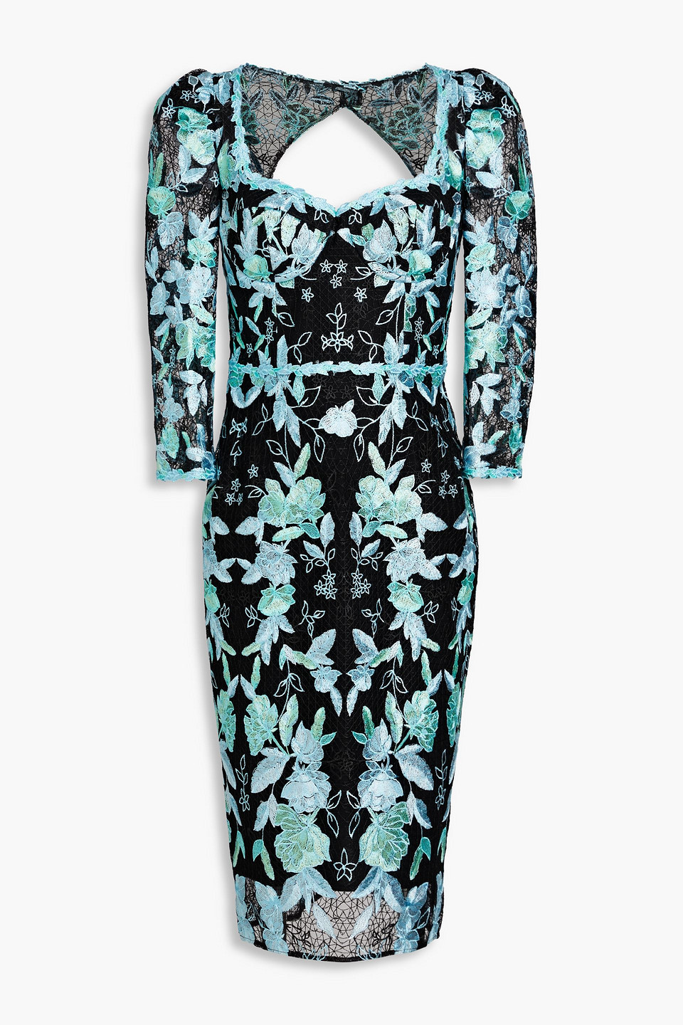 Cutout embroidered tulle dress