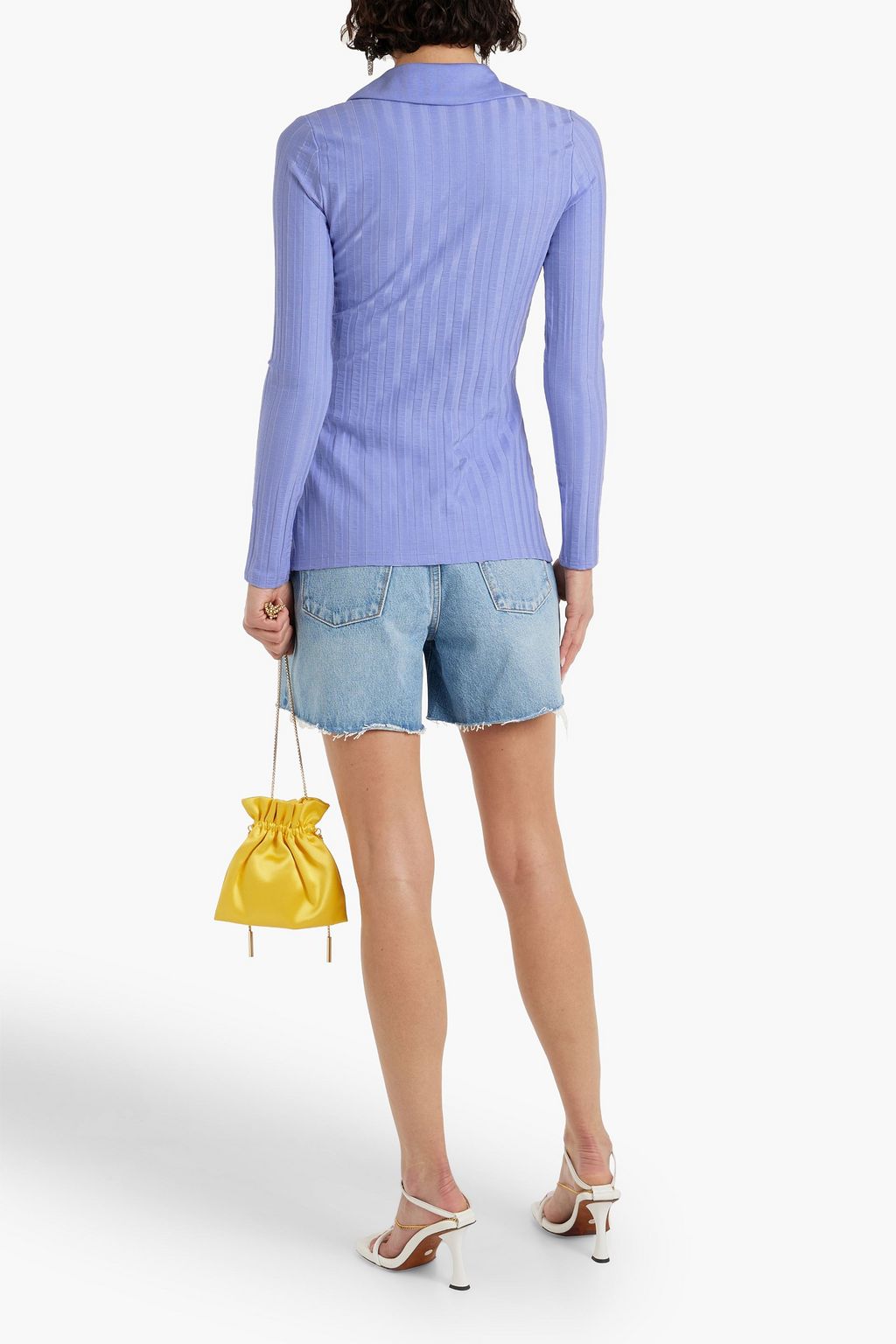 SIMKHAI Hollis ribbed Tencel-blend cardigan