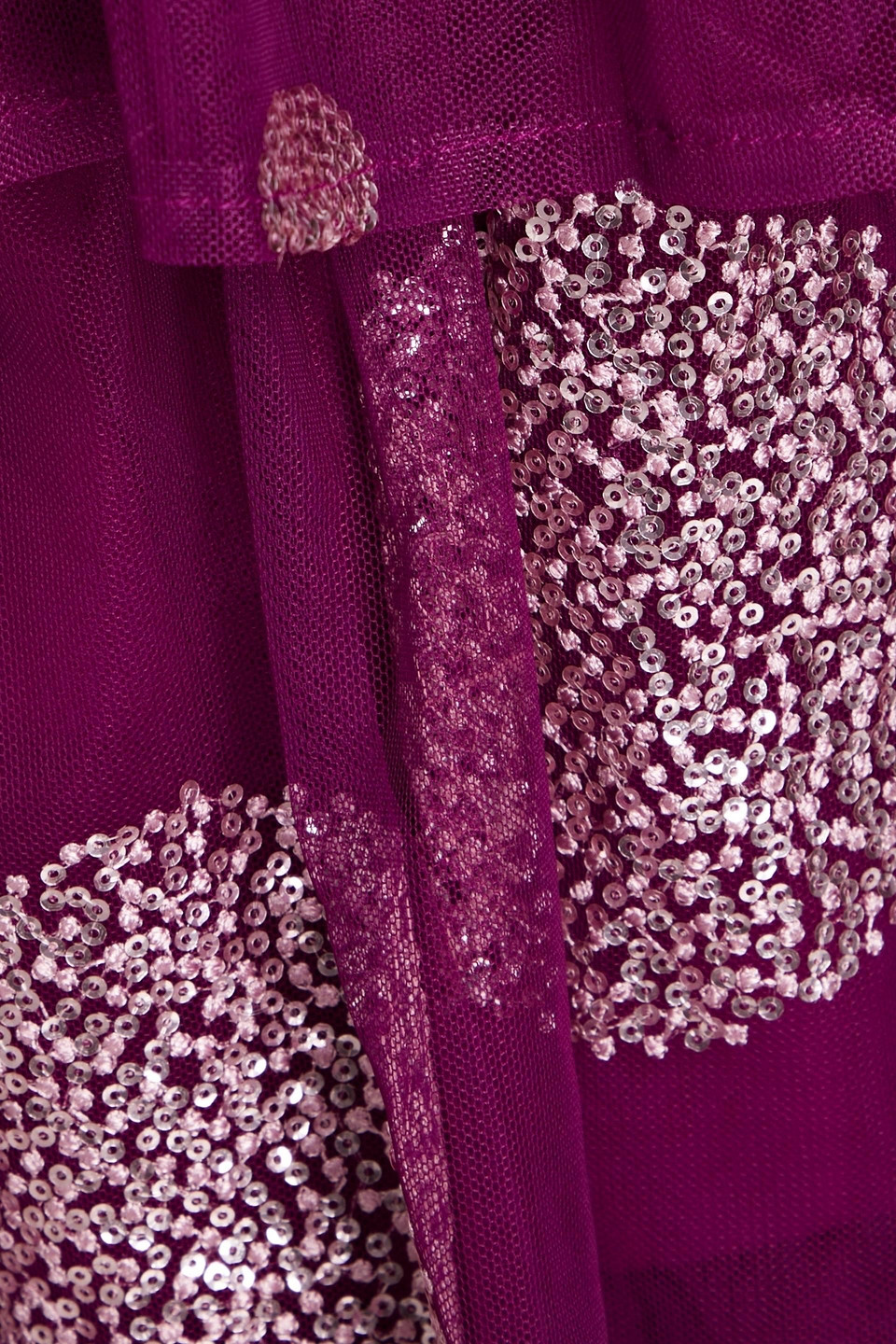 Shop Marchesa Notte Tiered Embellished Tulle Gown In Plum