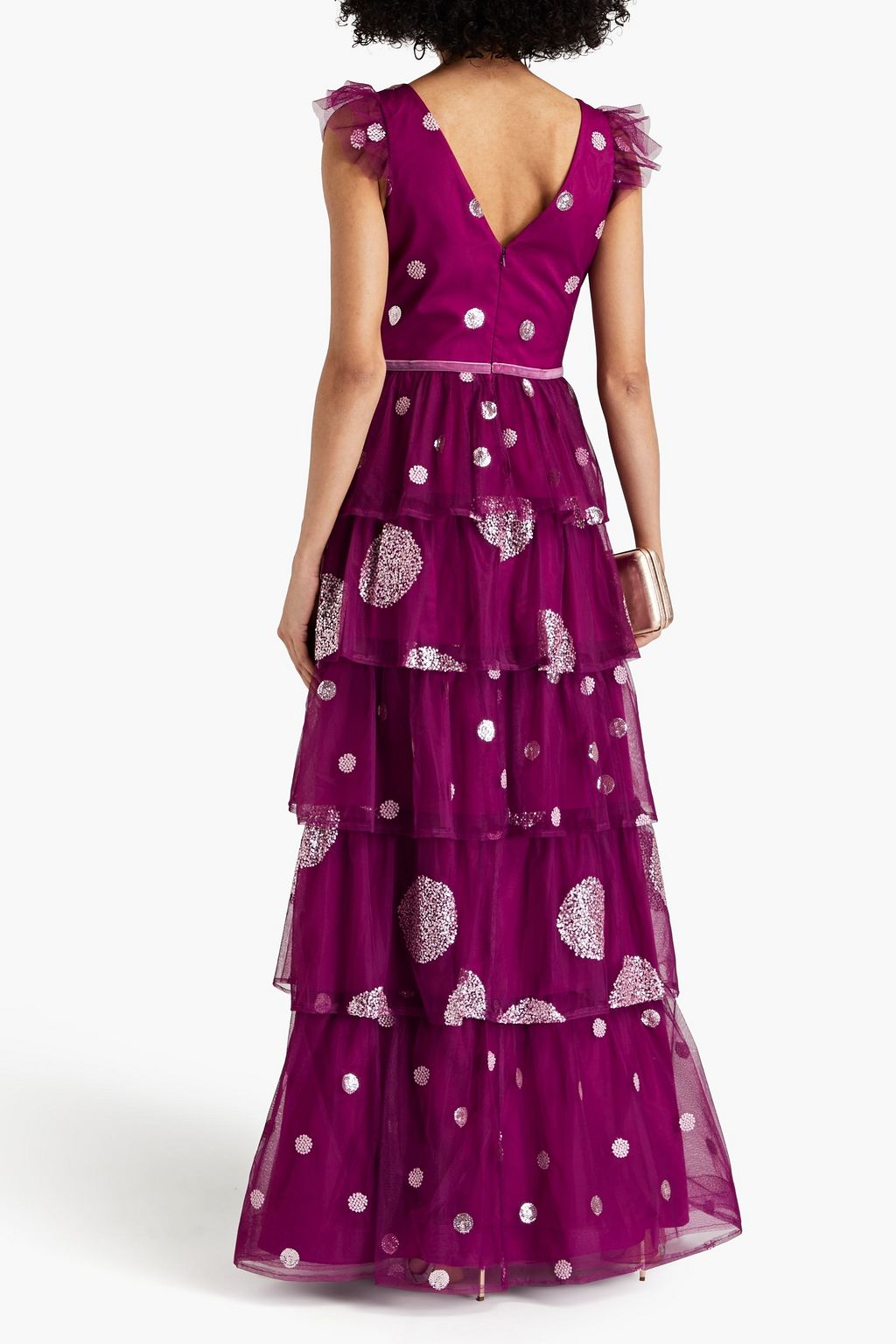 MARCHESA NOTTE Tiered embellished tulle gown