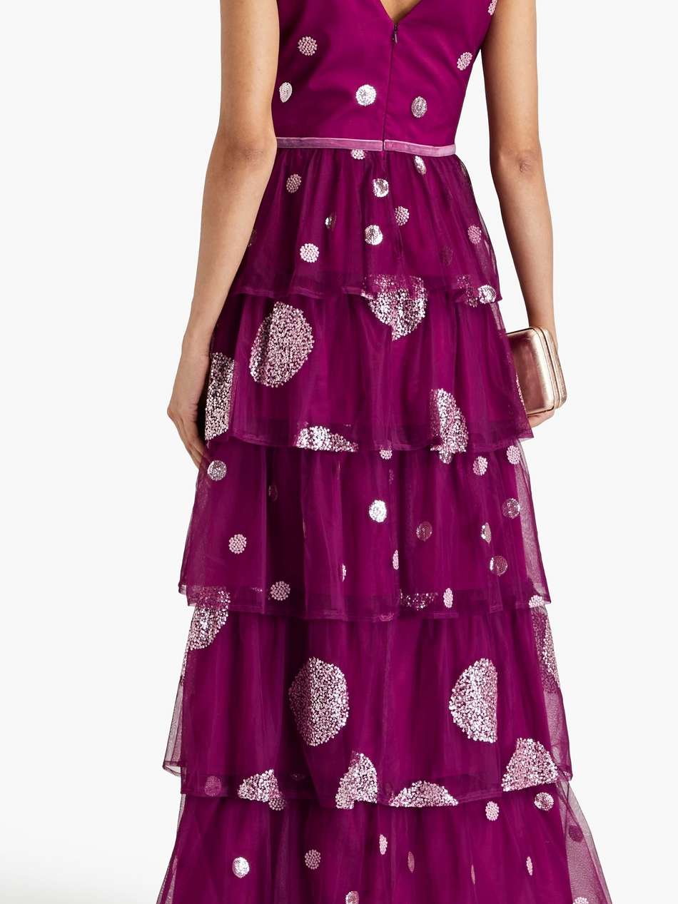 tiered embellished tulle gown