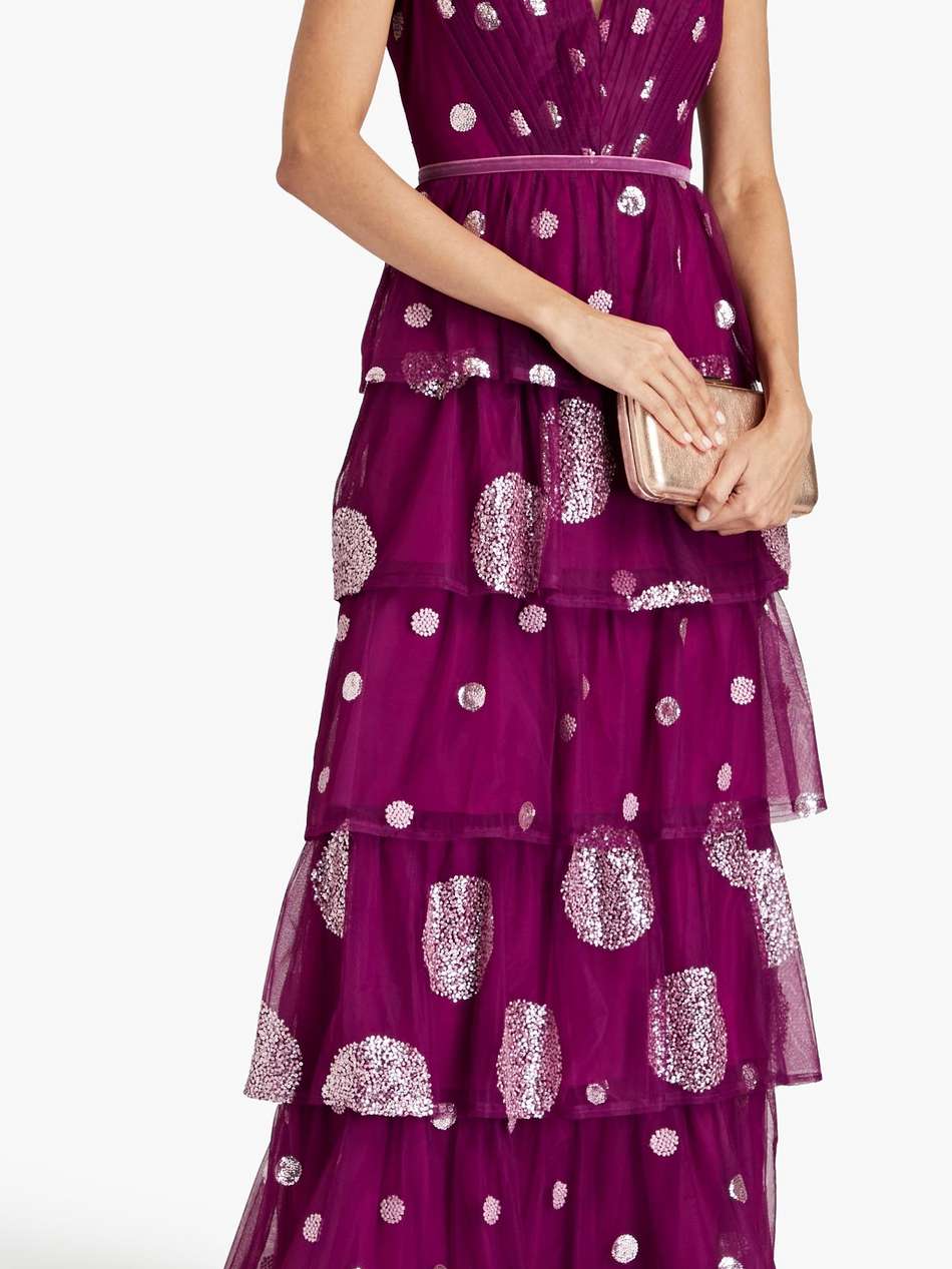 tiered embellished tulle gown