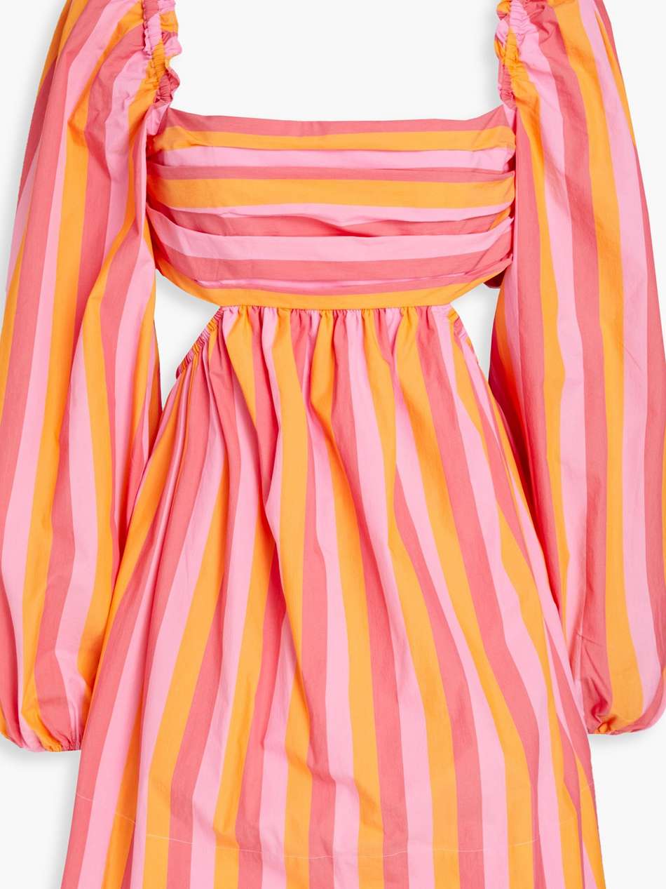 mimi cutout striped cotton-blend poplin mini dress