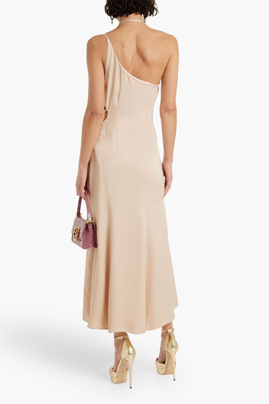 SIMKHAI Morena cutout chain-embellished satin-crepe midi dress