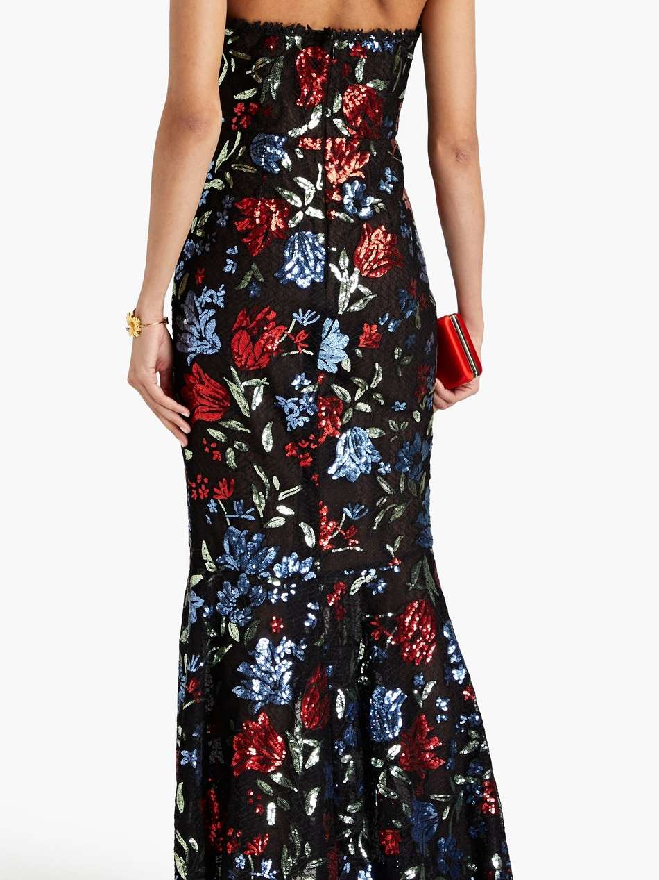 embellished ruffled tulle halterneck gown