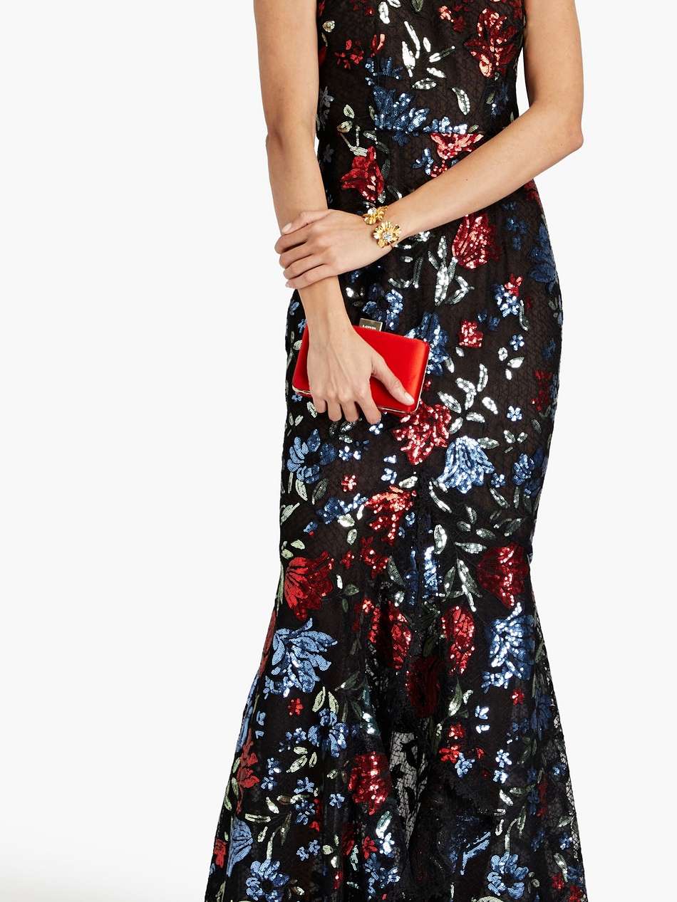 embellished ruffled tulle halterneck gown