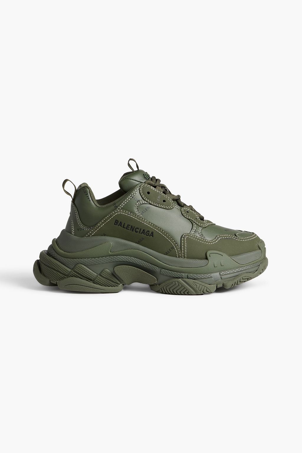 BALENCIAGA Triple S printed faux leather exaggerated-sole sneakers